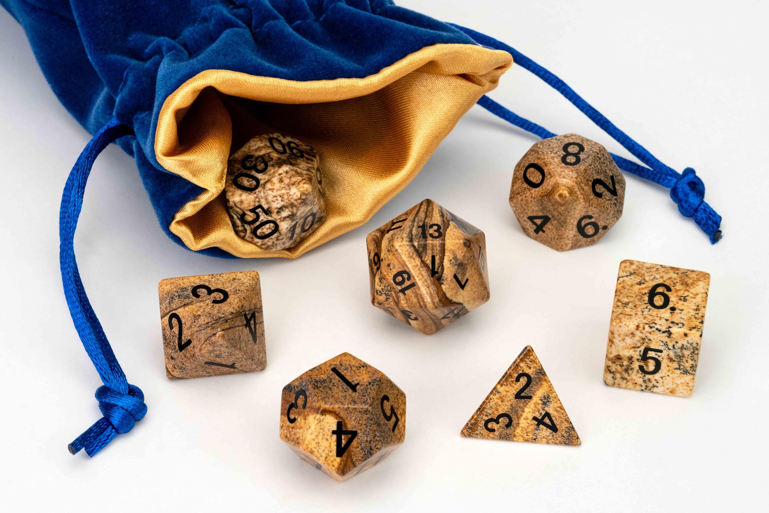 Metallic Dice Games FanRoll Jeu de dés en pierre Jaspe 16 mm