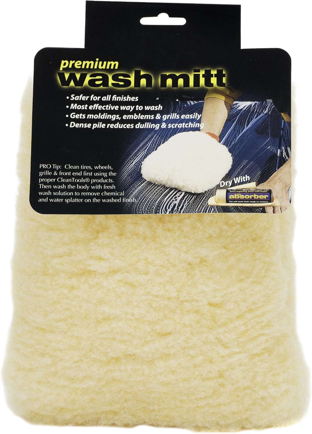 Clean Tools Wash Mitt For Serious Car Care, Natural Wool/Polyester/Nylon Blend, Single