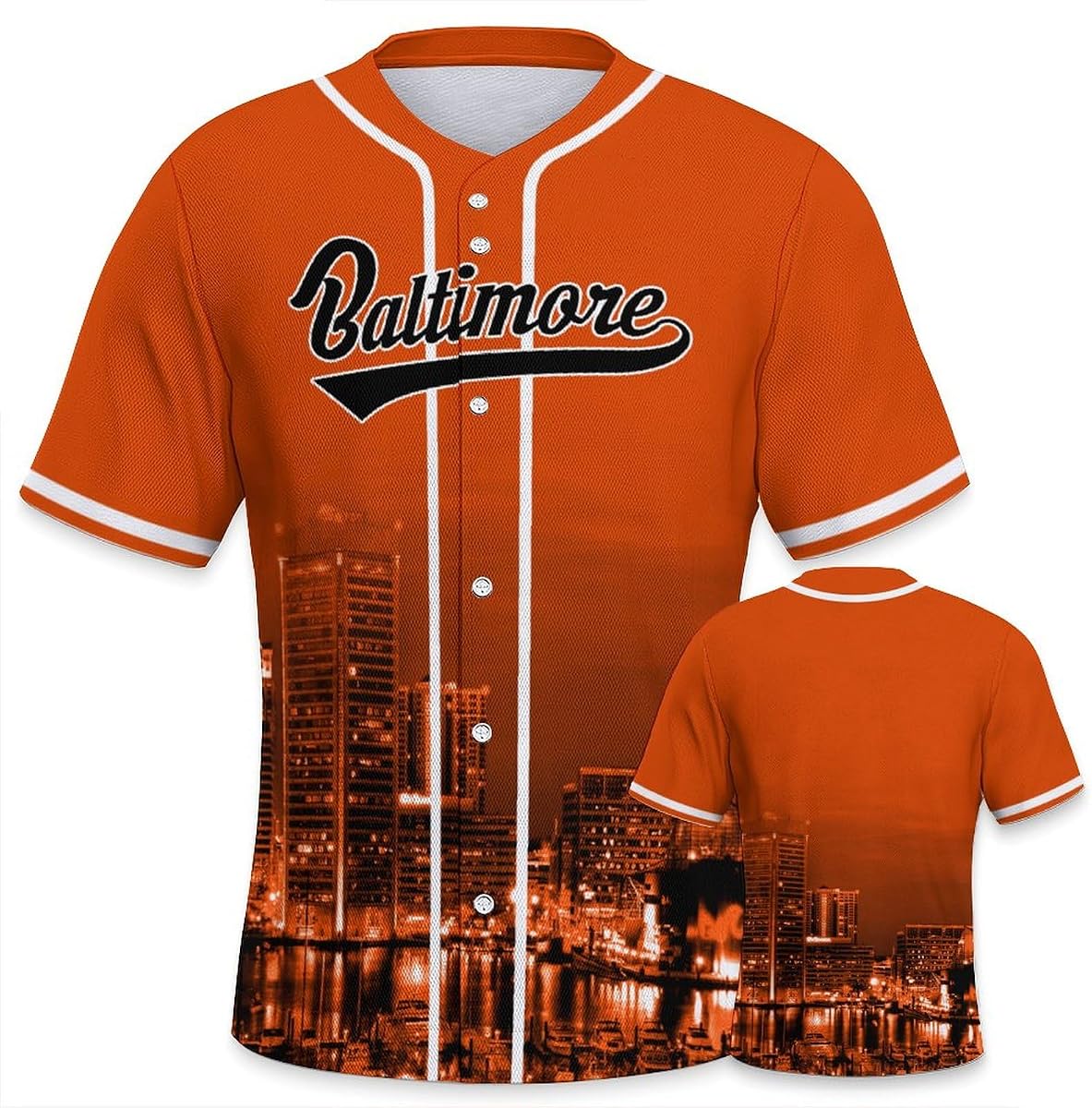 Baseball City Night Skyline Jersey Shirt Printing Apparel for Men Fans Gifts S-2XL