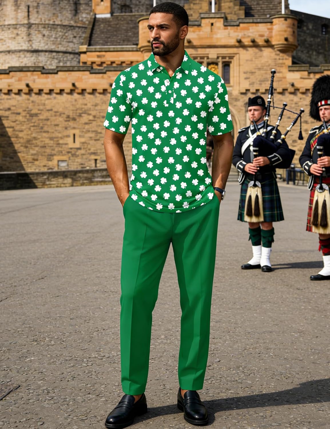 Fanient Men Golf Polo Shirts Short Sleeve 3D Printed Dry Fit Moisture Wicking 4-Way Stretch Summer Athletic Polo Shirts - Image 4