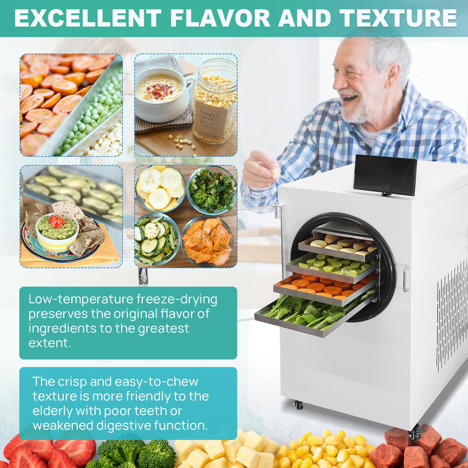 Freeze Dryer Gefriertrockner für zuhause mit 4 Ablagen, 5 kg Kapazität: Dehydrator für Lebensmittel Für Handel & zuhause! Ideal zum Konservieren von Lebensmitteln