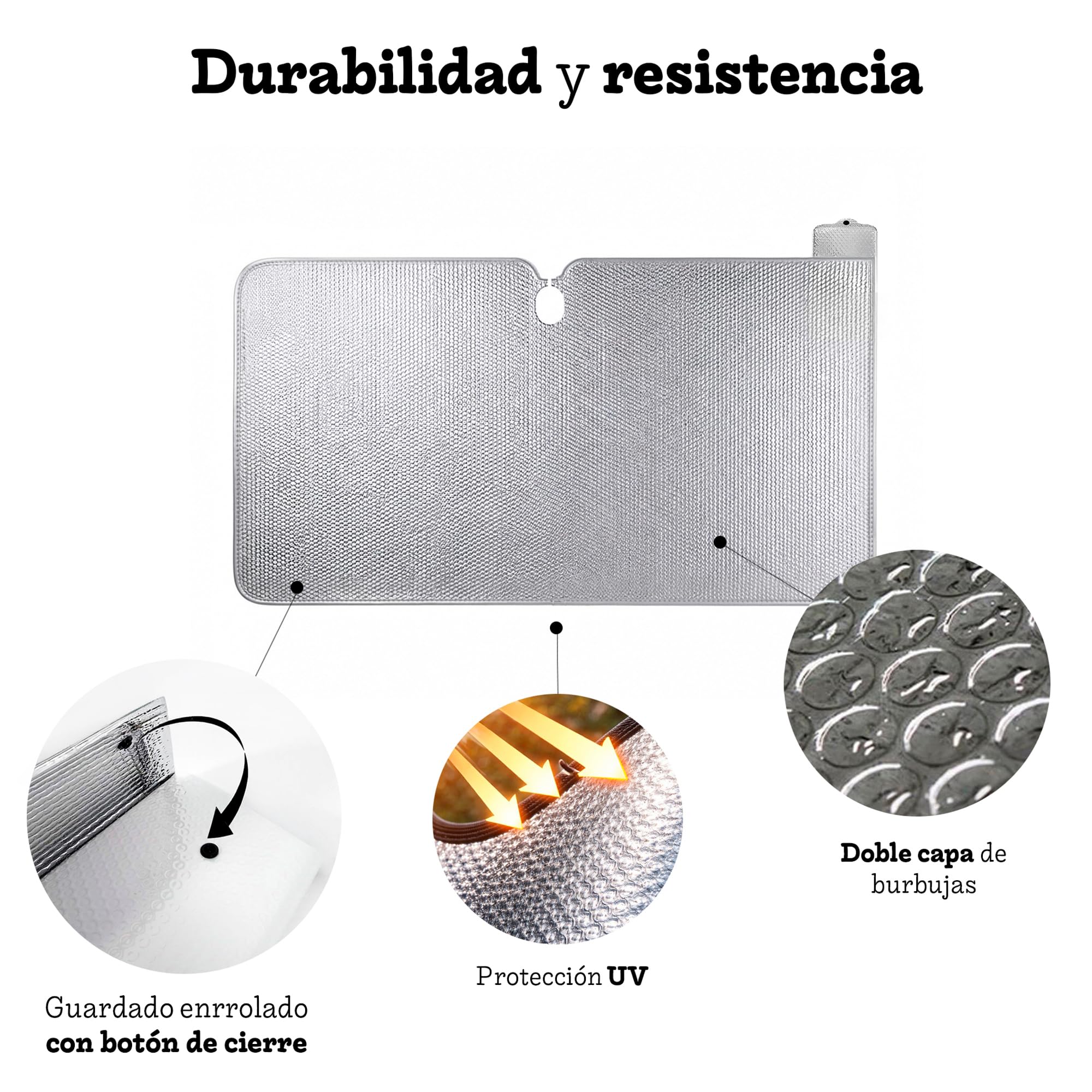Parasol Coche Delantero Plegable Universal 140x80 cm Protector Solar Parabrisas Protección UV