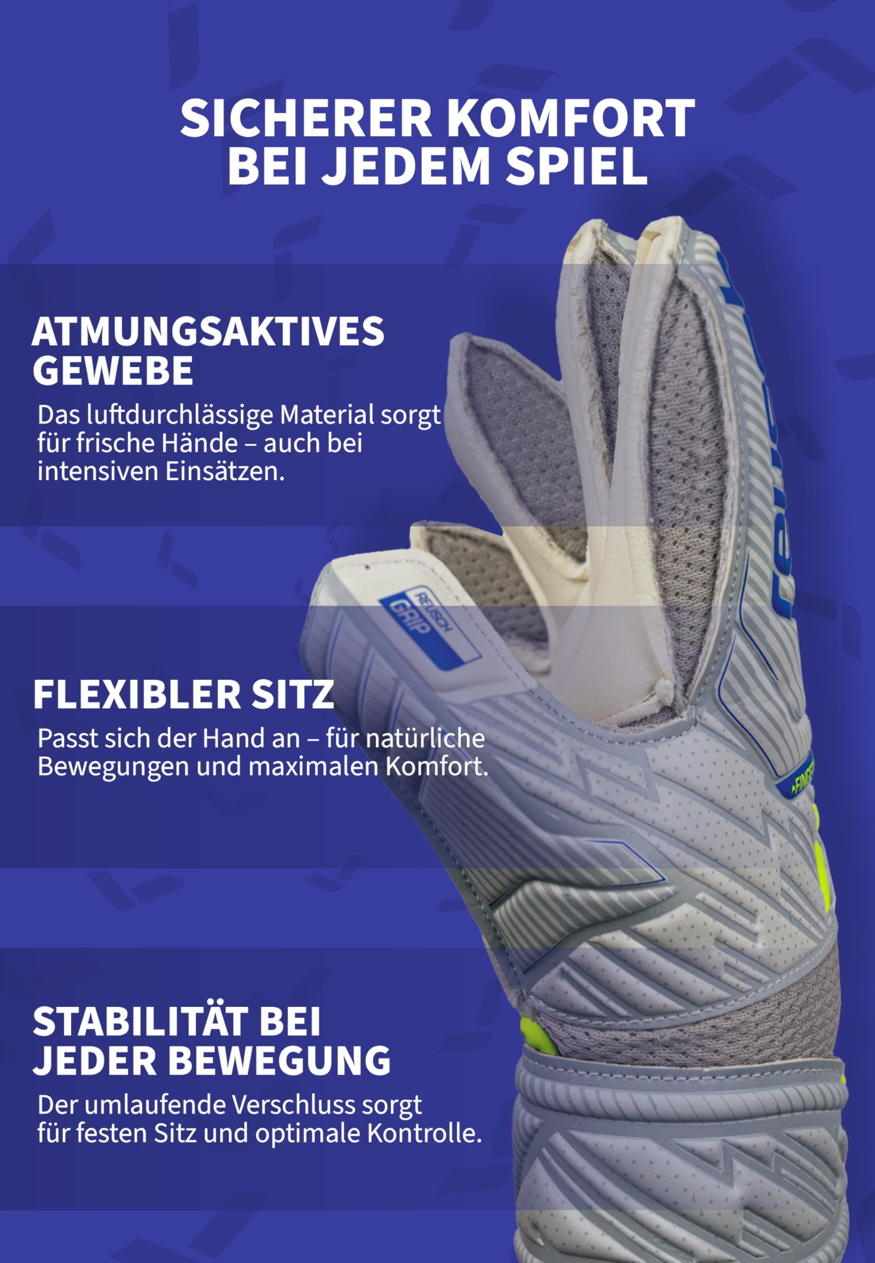 Reusch Torwarthandschuhe Kinder Jugendliche | Fingerschutz | zuverlässiger Grip & Atmungsaktivität | für Training & Spiel | Kunstrasen & Naturrasen | Größe 4-8 | Attrakt Grip Finger Support Junior