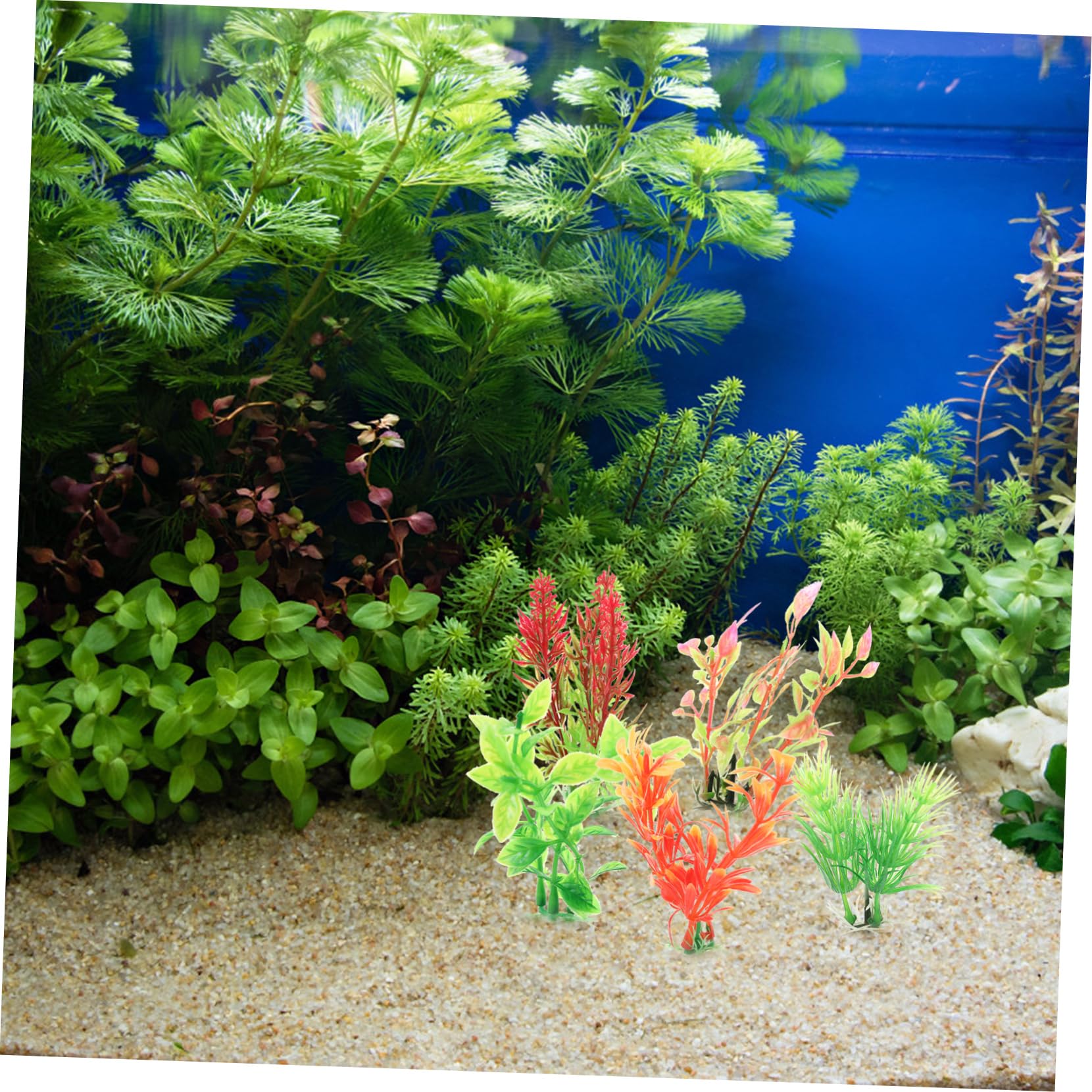 ABOOFAN 5 Set Piante Acquatiche Artificiali Arredamento Carri Armati Acquatico Pianta Decorazioni Per Accessori Per Acquari Piante D'acquario Finte Plastica 10 Pezzi*5