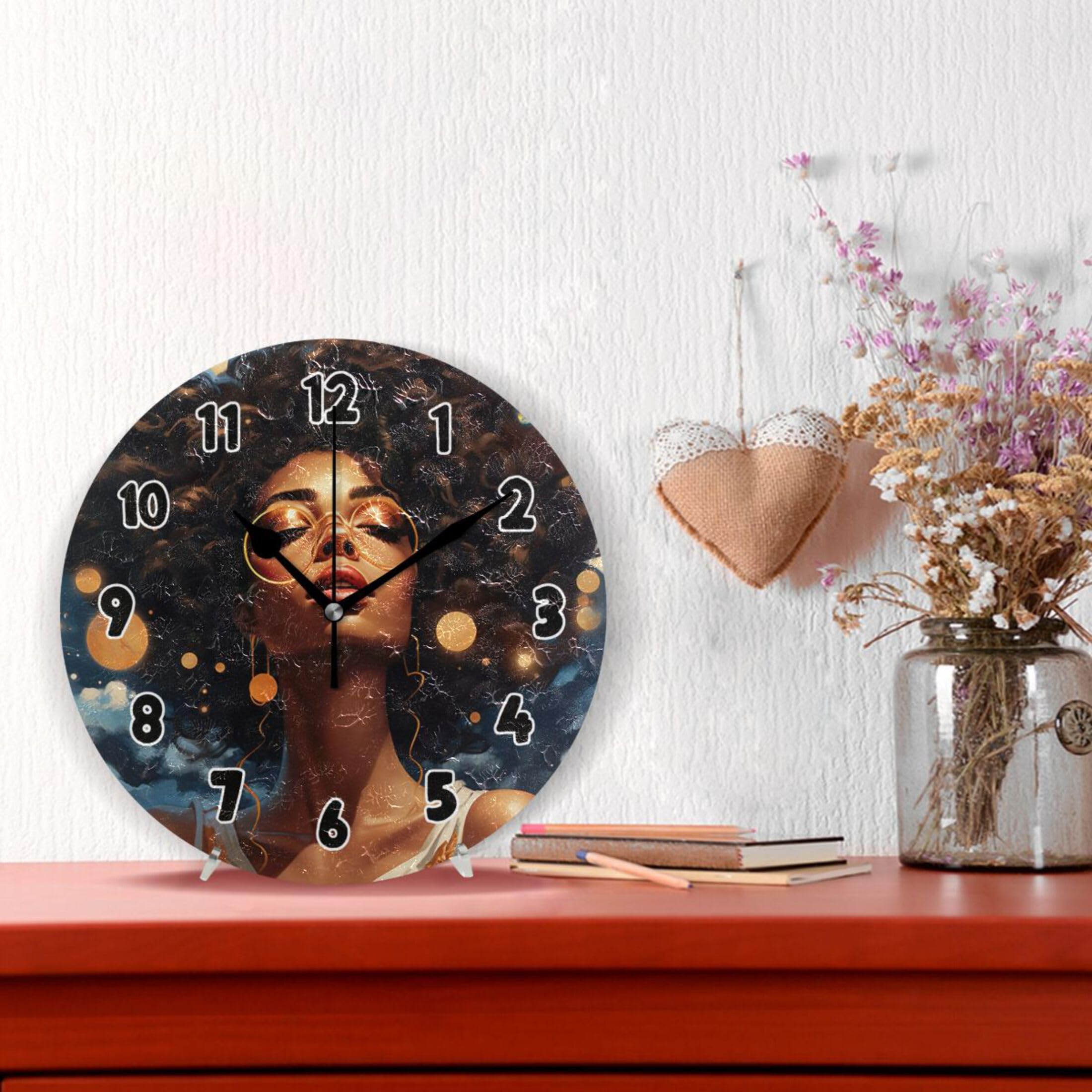 Block Clock Man & Woman 時計 オブジェ ポストモダン Amazon.com: UMIRIKO African American Women Clock Bathroom Kitchen