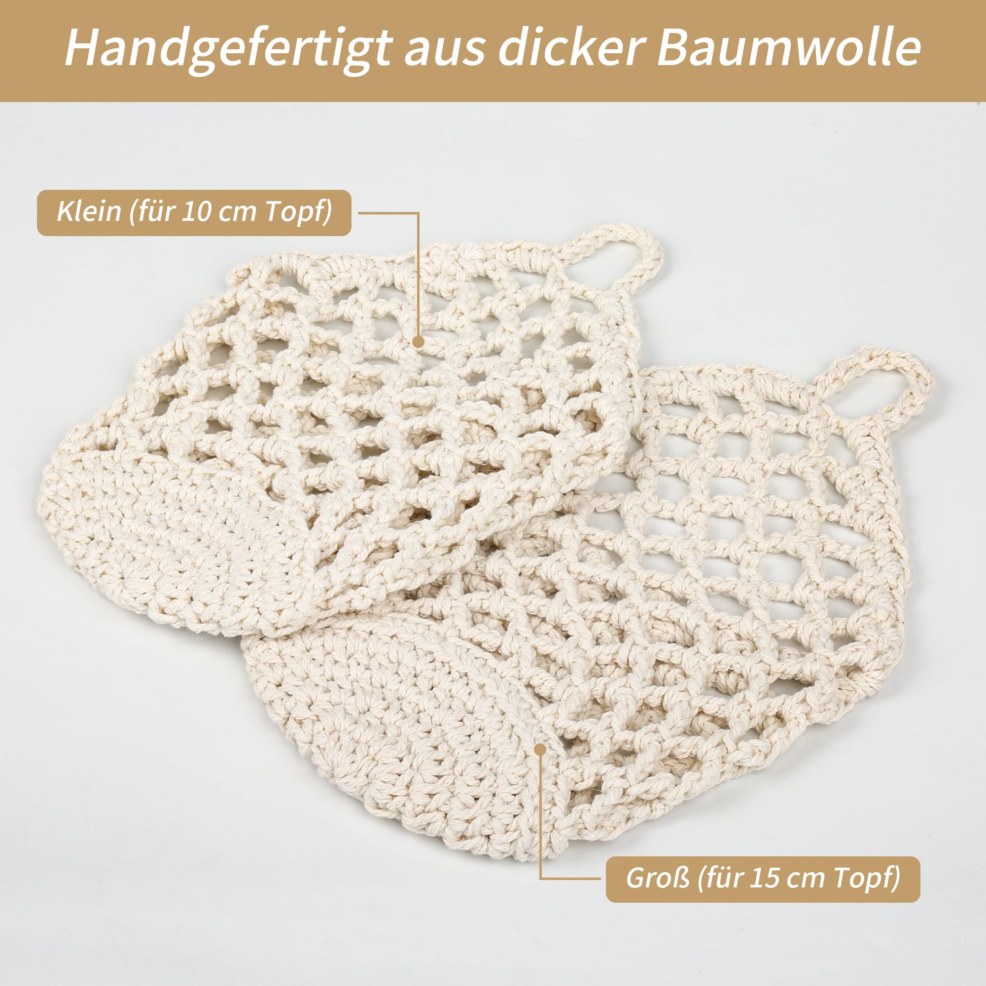 Portapiante In Macramè - 3 Pezzi Cestini Boho Intrecciati a