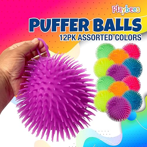 Miniatura 10 de Playbees Pelotas acolchadas suaves y puntiagudas, paquete de 6, juguete sensorial para aliviar el estrés de 5.5 pulgadas, colores surtidos, niños y
