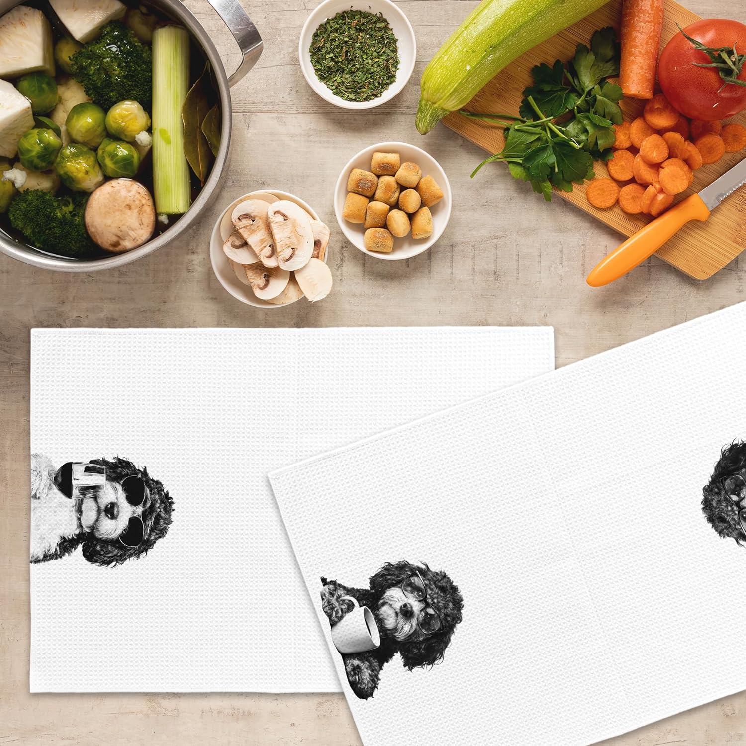 Funny Bernedoodle Kitchen Towels Set of 2, Funny Dog Kitchen Accessories, Coffee Wine Station Decor, Dog Chef Gift Hand Towel, Dining Room Decorative Tea Towel Dish Towels 16x24 Inch - Image 5