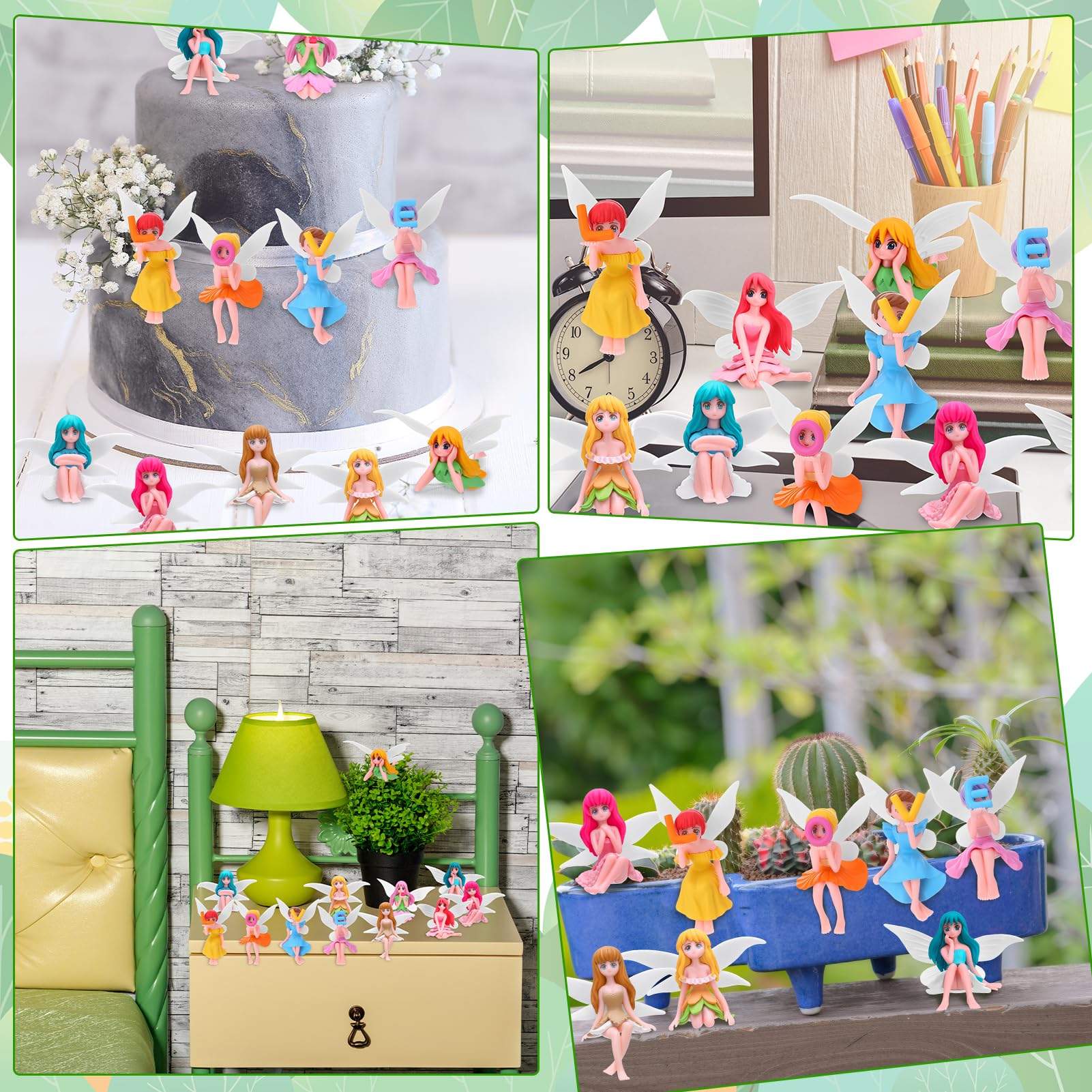Lot de 12 statues de fées miniatures - Figurines de fées pour jardin féerique - Accessoires de jardin - Figurines d'elfes miniatures - Ornements de fées pour l'intérieur, le jardin, le pot de