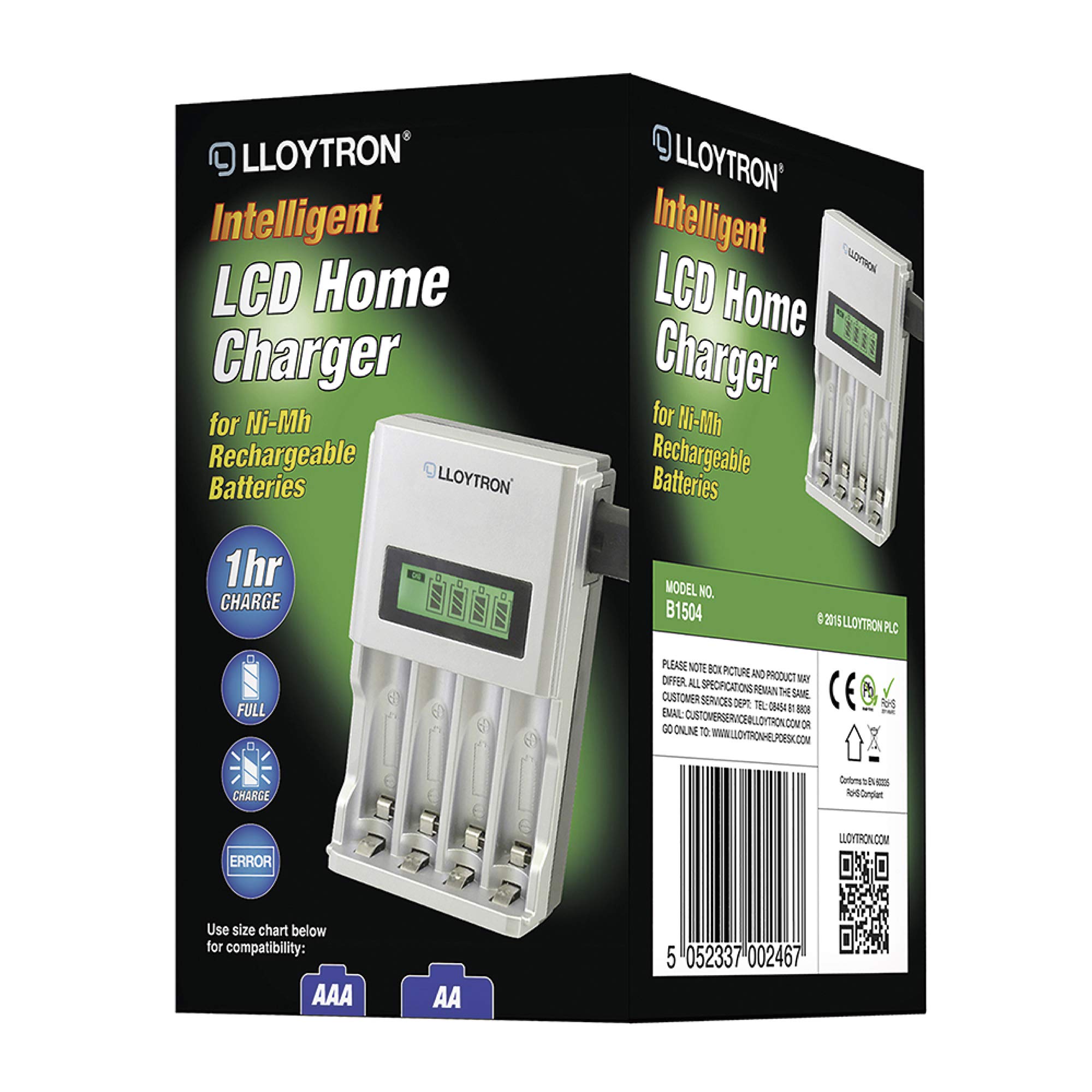 Lloytron Ultra Fast AA/AAA Smart Battery Charger For NiMH Batteries - View #5