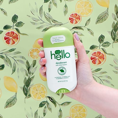 Miniatura 8 de hello Desodorante cítrico fresco de manteca de karité para mujeres y hombres, sin aluminio, sin bicarbonato de sodio, sin parabenos, protección las