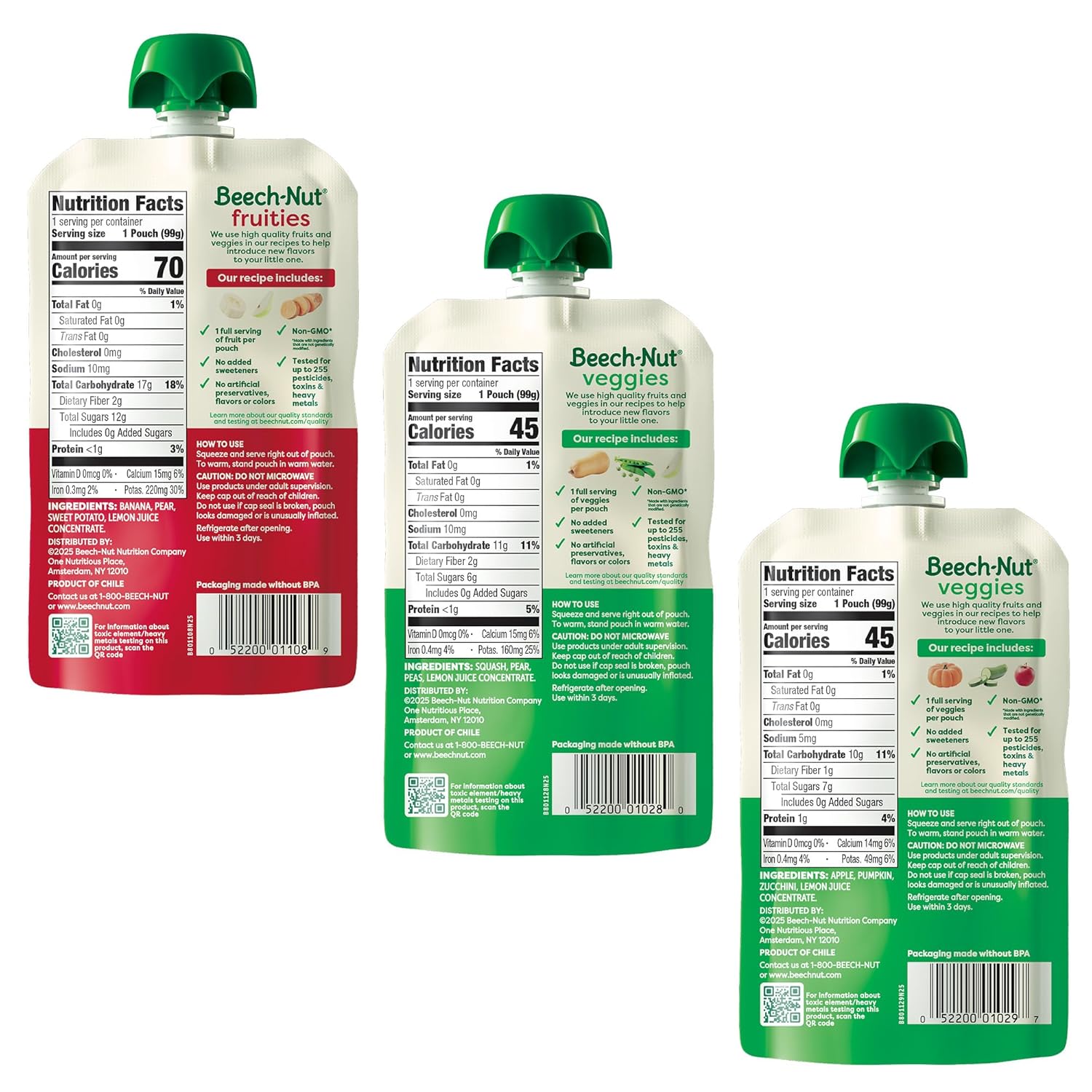 Beech-Nut Baby Food Pouches Variety Pack, NEW Farmer's Favorites Fruit & Veggie Purees Variety Pack, 3.5 oz (18 Pack) - Image 9