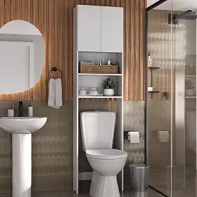 Armário para Banheiro Sobre o Vaso Sanitário com 2 Portas Multimóveis Branco – Aproveitamento de Espaço