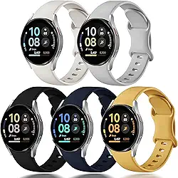 Pulseira para Samsung Galaxy Watch 7 6 5 4 FE 40mm 44mm / Watch 6/4 Classic 47mm 43mm 46mm 42mm e Watch 5 Pro 45mm, pulseira esportiva silicone à prova d'água para homens e mulheres, 5 Pacote