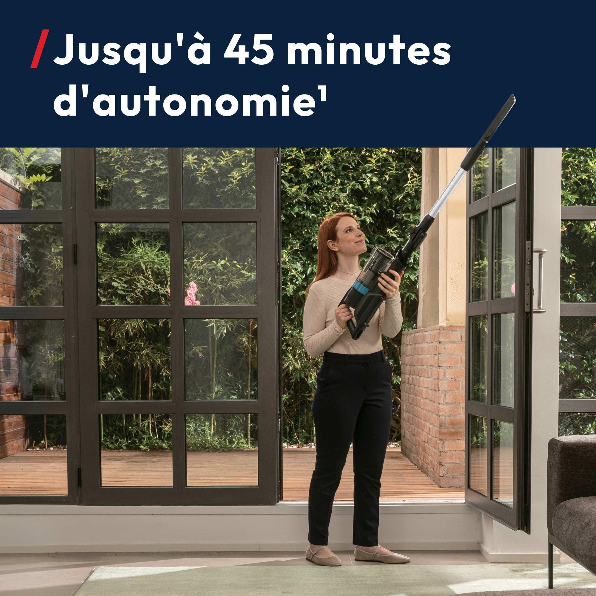 Hoover HF1 Plus Flexi Aspirateur Balai | 45 Min + Brosse Animaux | Tube Flexi Sous Meubles, 2 Modes (Standard & Turbo), Brosse Anti-Twist, Buse LED, QuickPark, Tous Sols