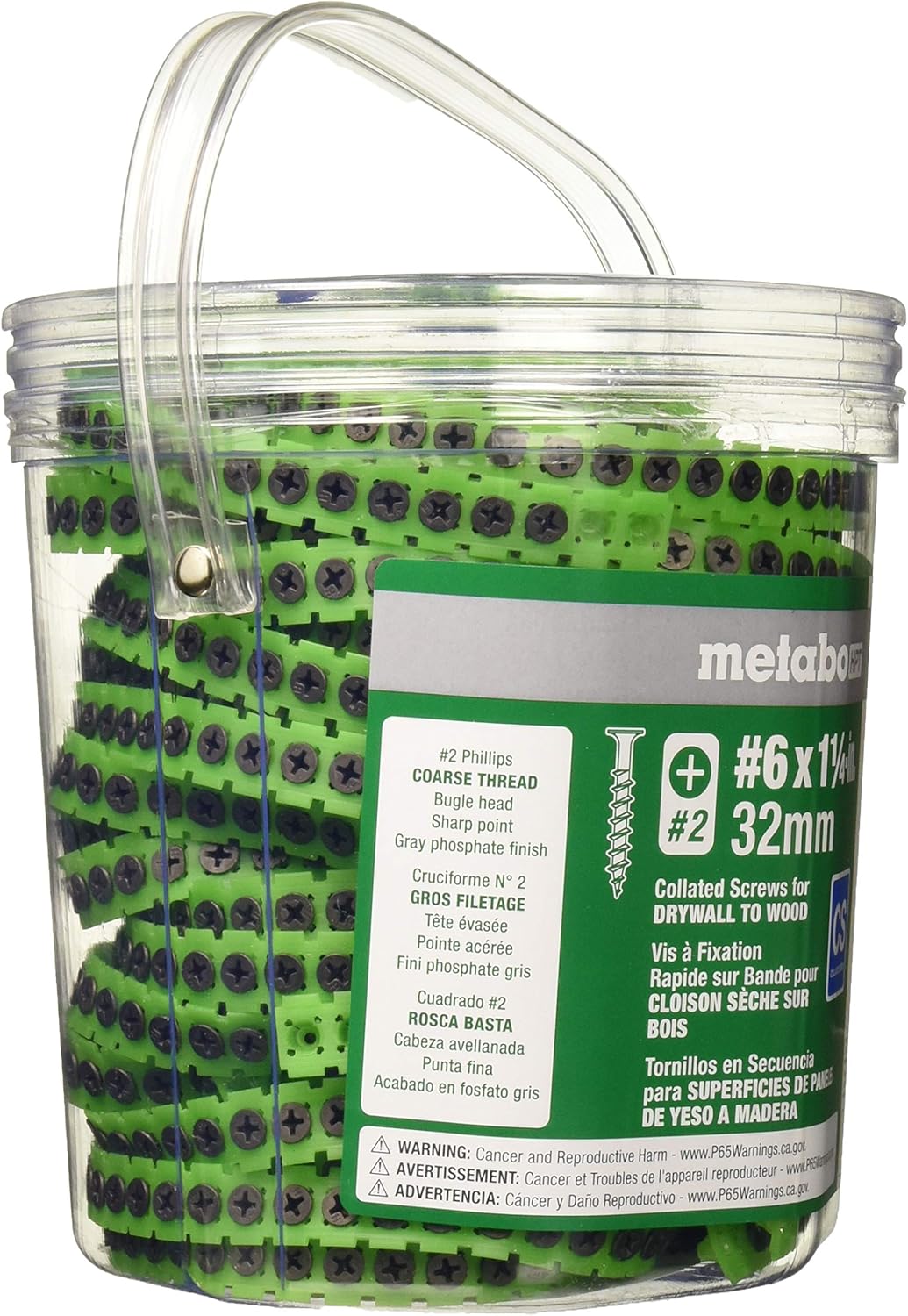 Metabo HPT #6 x 1-1/4-in Bugle Coarse Thread Drywall Screws | 1000 Count | 17812BHPT