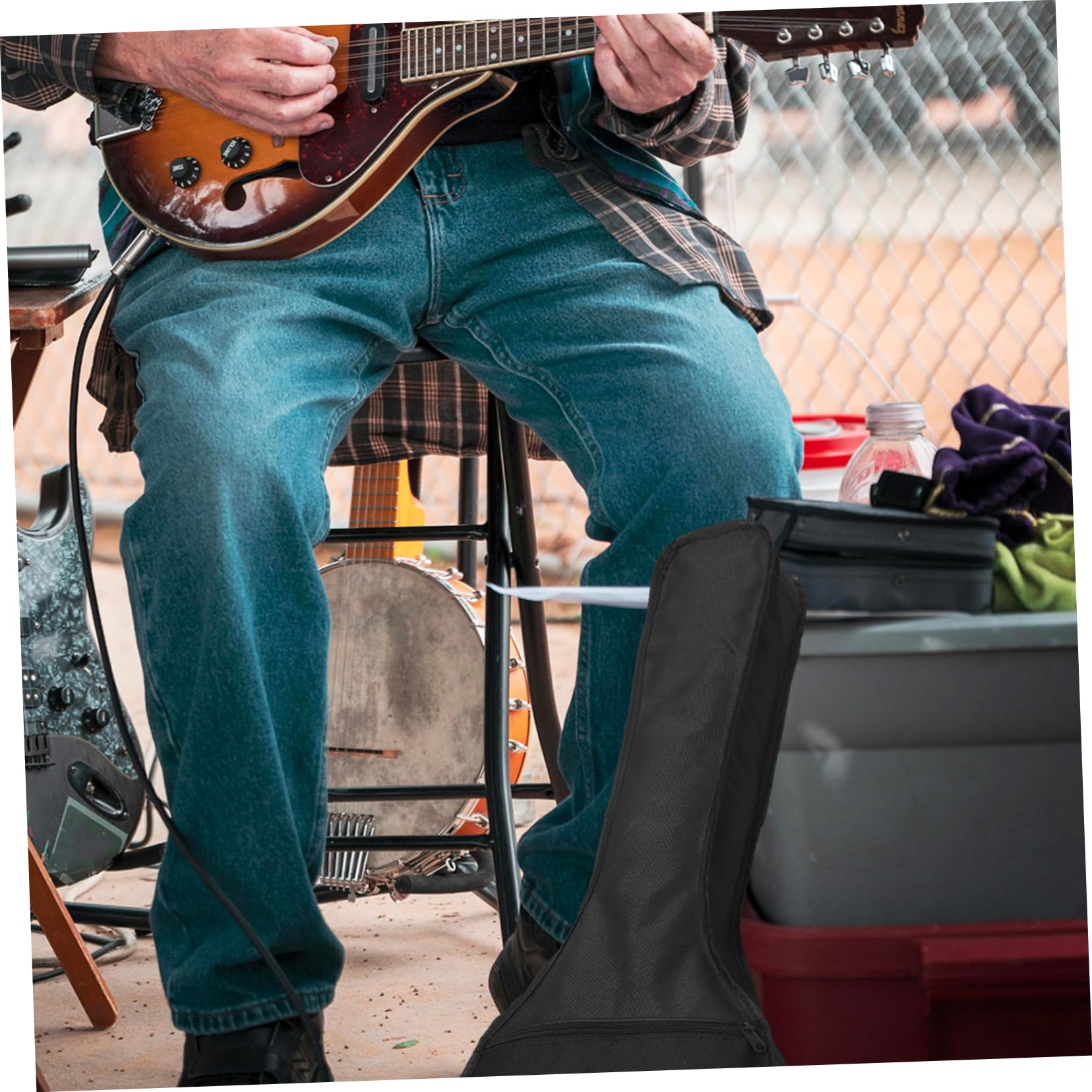 GLSTOY 2pcs Mandolin Case Zipper Musical Instrument Bag Adjustable Shoulder Straps