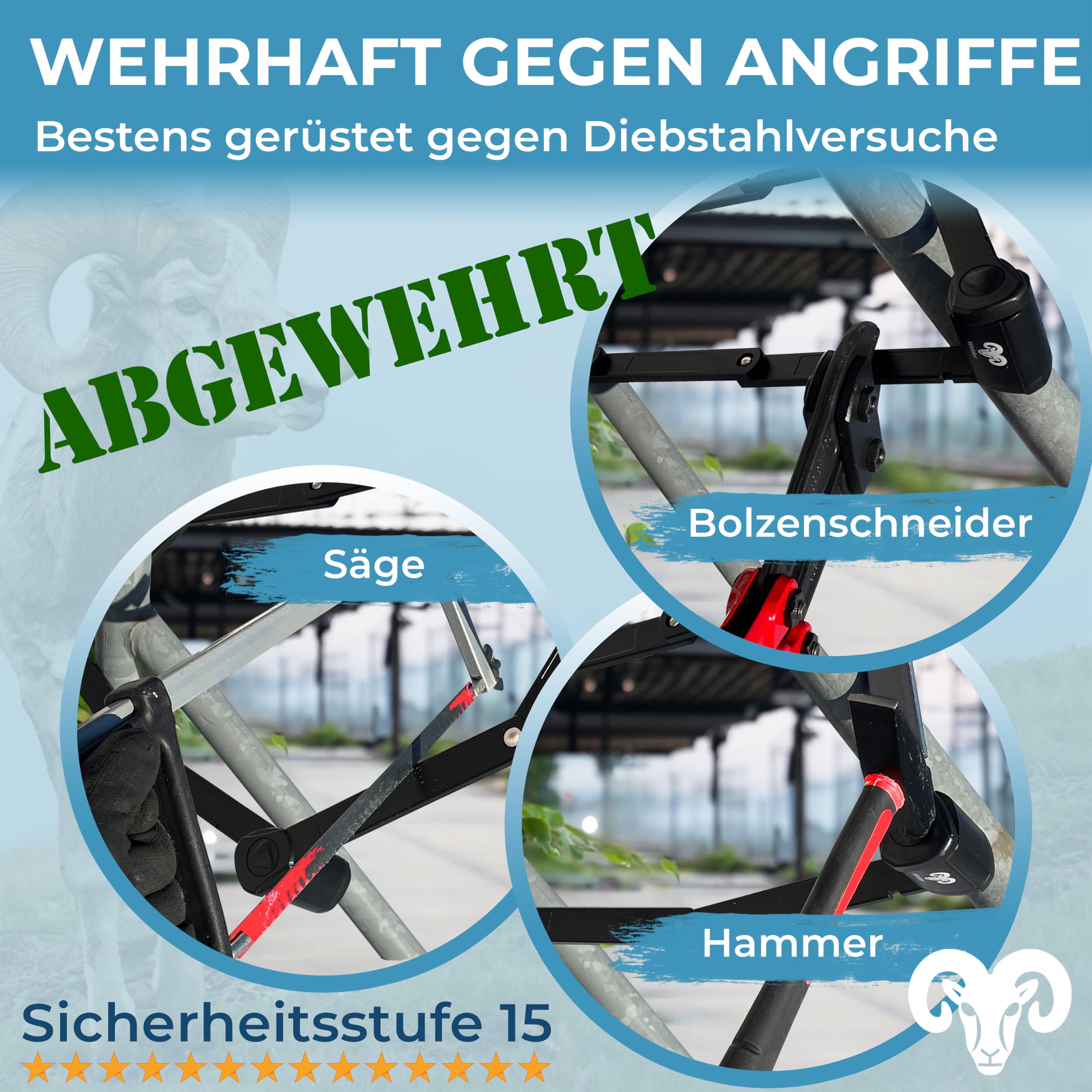Widder Sehr sicheres Fahrradschloss Faltschloss 120cm mit 4 Schlüsseln | Faltschloss Fahrrad mit Halterung | ideal als E Bike Schloss, E Scooter Schloss, Fahrräder & Bike Lock