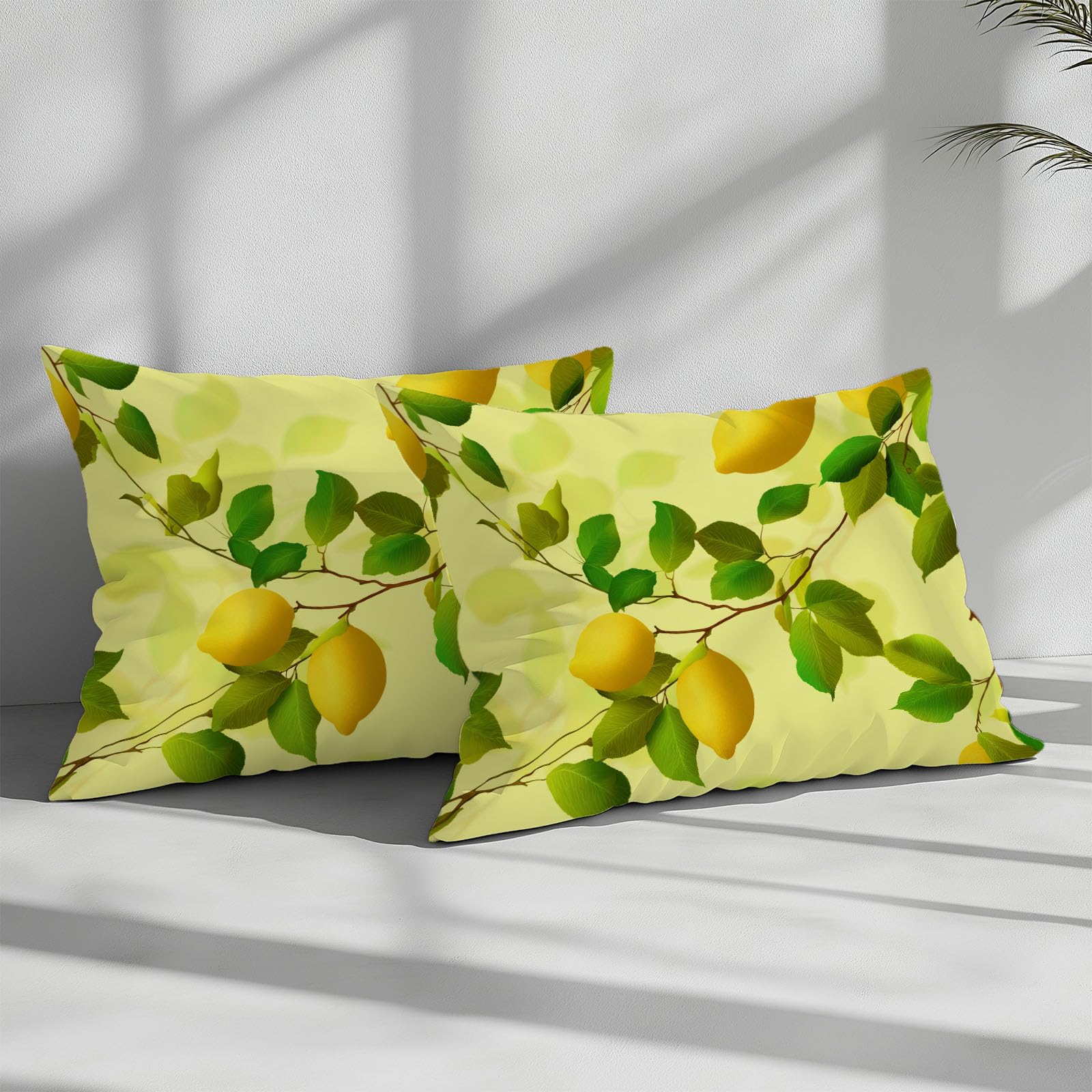 Juego de cama de 155 x 220 cm con funda de almohada, diseño de limón