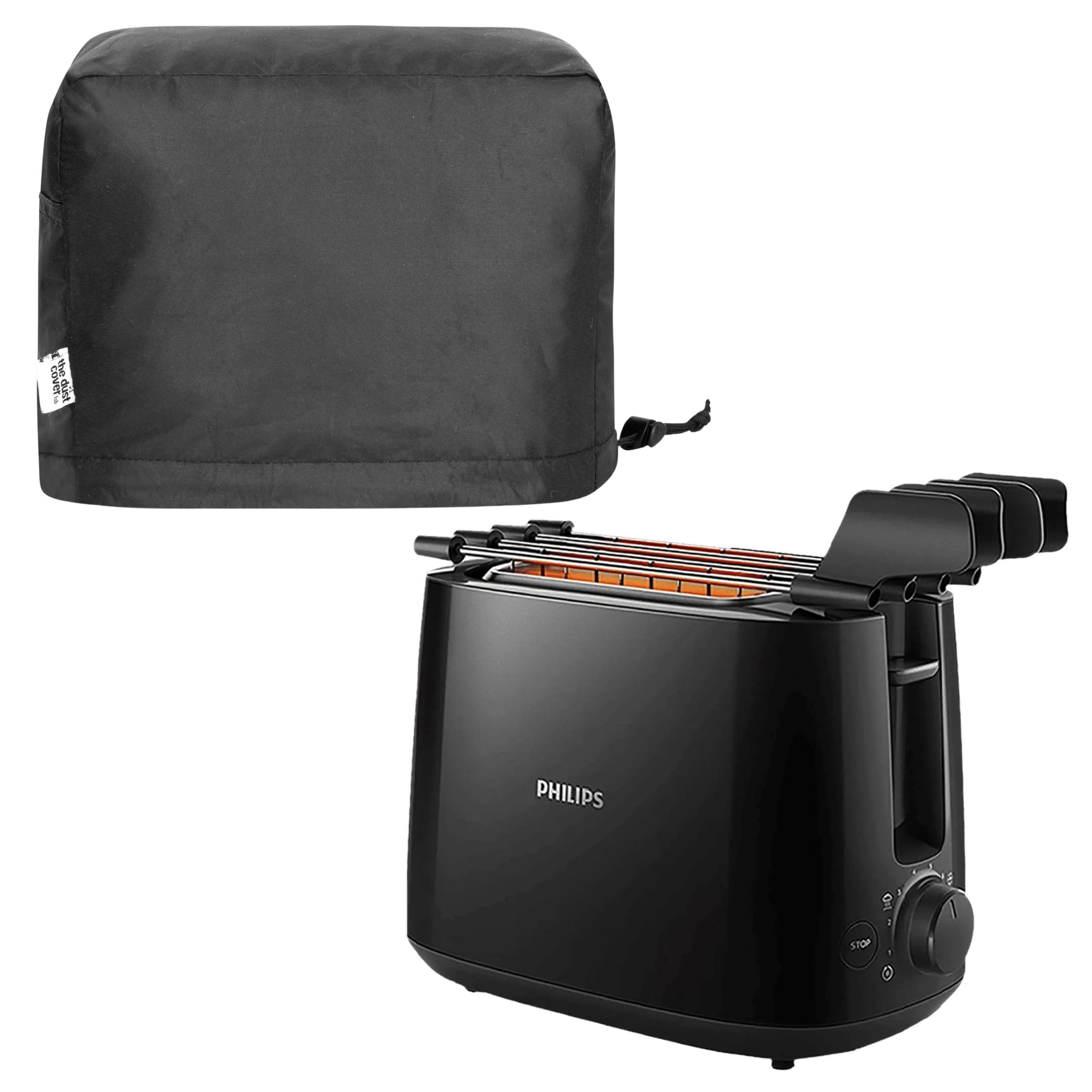 TDCL 2 Slice Toaster Dust Cover for Philips Daily Collection HD2583/90 – Waterproof Toaster Cover with Top Handle & Front Pocket, Kitchen Appliance Protector (Black)-picture-14
