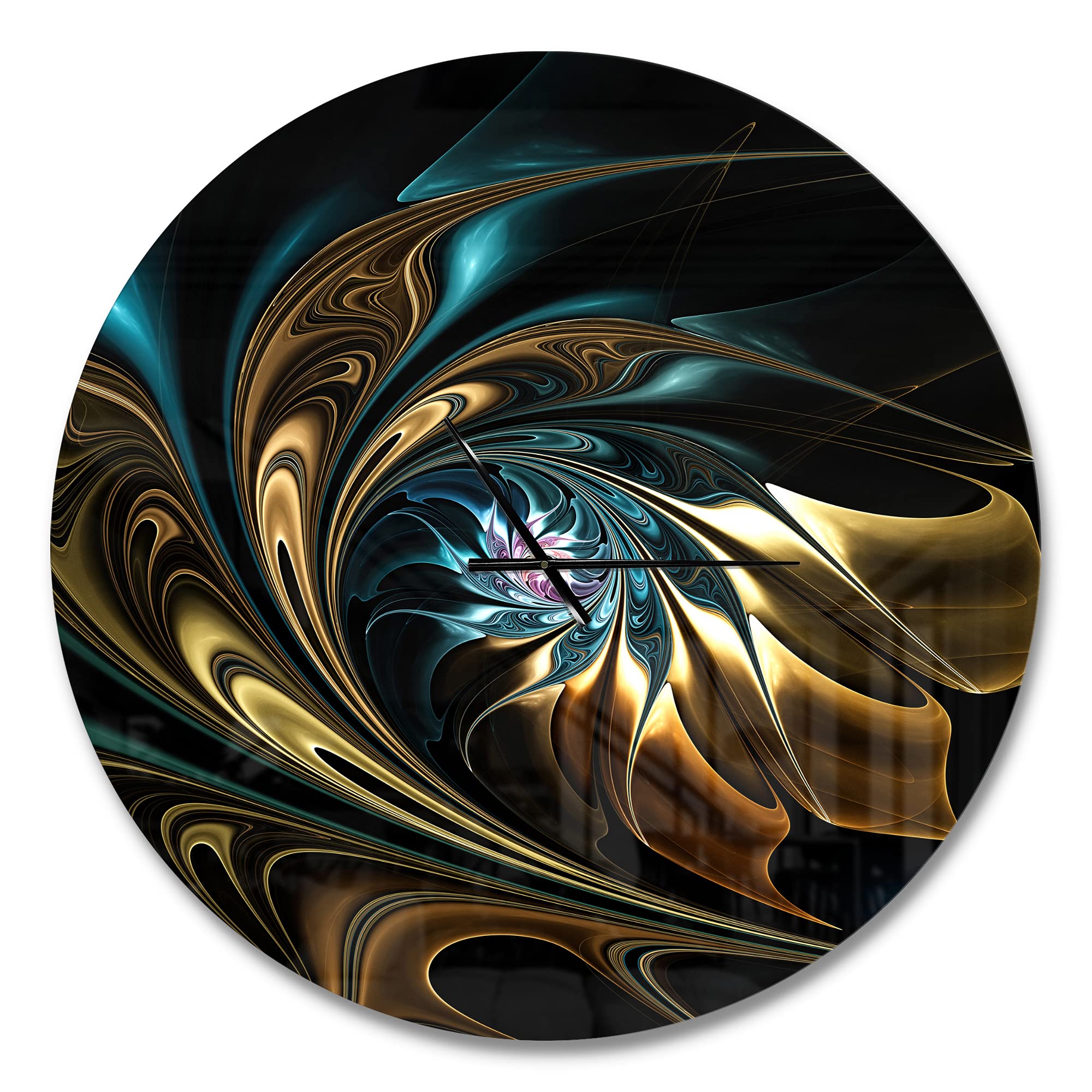 DesignQ 'Fractal Flower' Modern Wall Clock for Home Bedroom Bathroom Office Living Room Decoration, 12104, 36x36