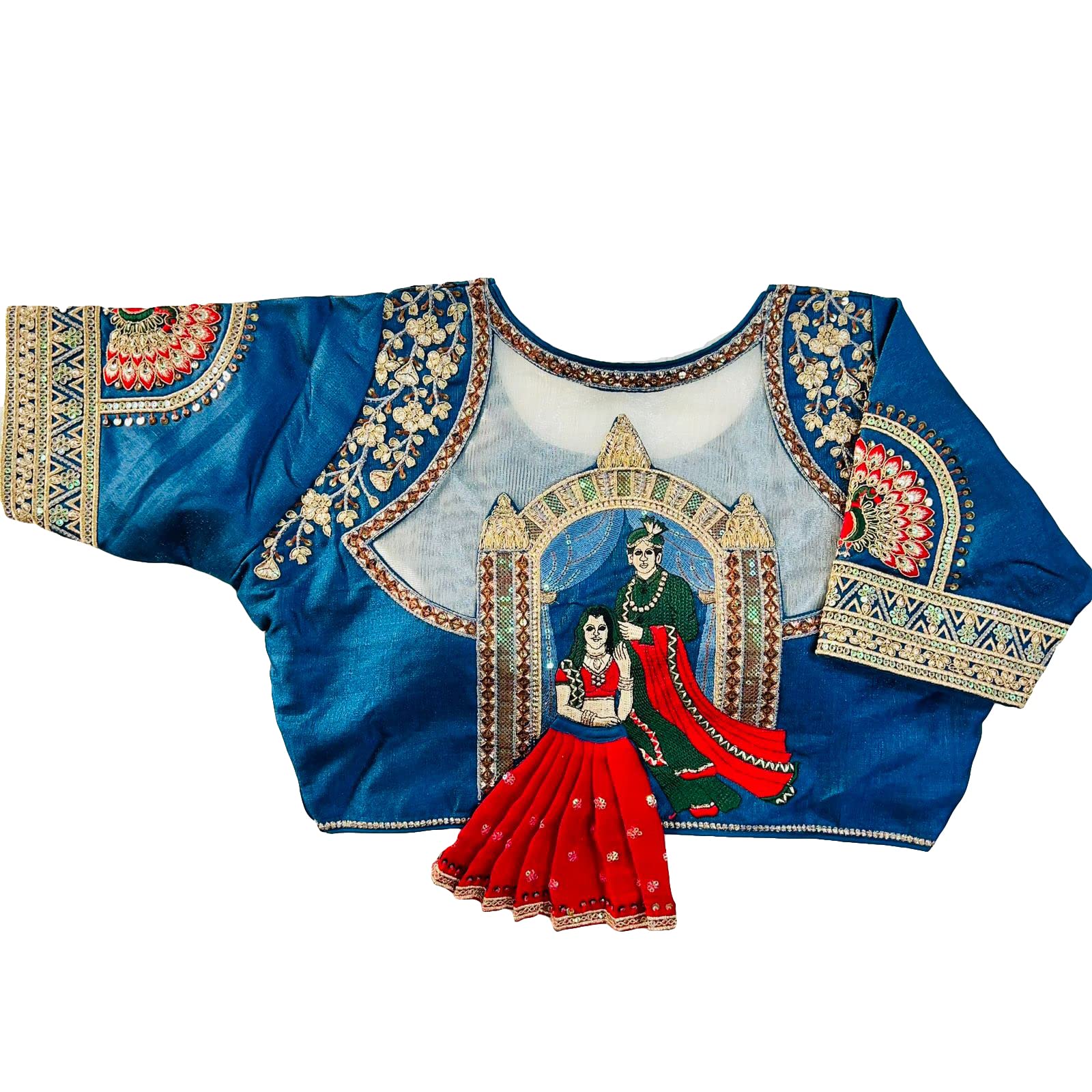 Pujia Mills Women's Sequins Handwork Women's Bridal Blouse Readymade Saree Blouse For Women Bridal Blouse For Wedding