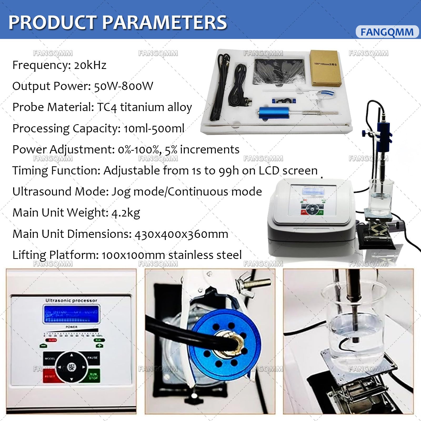 Ultraschall-Prozessor, Zelldisruptor-Mischer, Labor-Dispergier-Emulgator, höhenverstellbarer Ständer/Handheld, für Zellhomogenisierung Emulgierung & Dispergierung 2mm