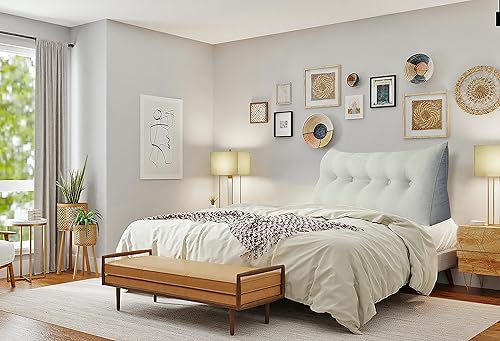 Vista 139 de WOWMAX Almohada de cabecera tamaño Queen Triangular Almohada de cuña para cabecero, almohada grande para cama con funda extraíble, 85% lino 15%