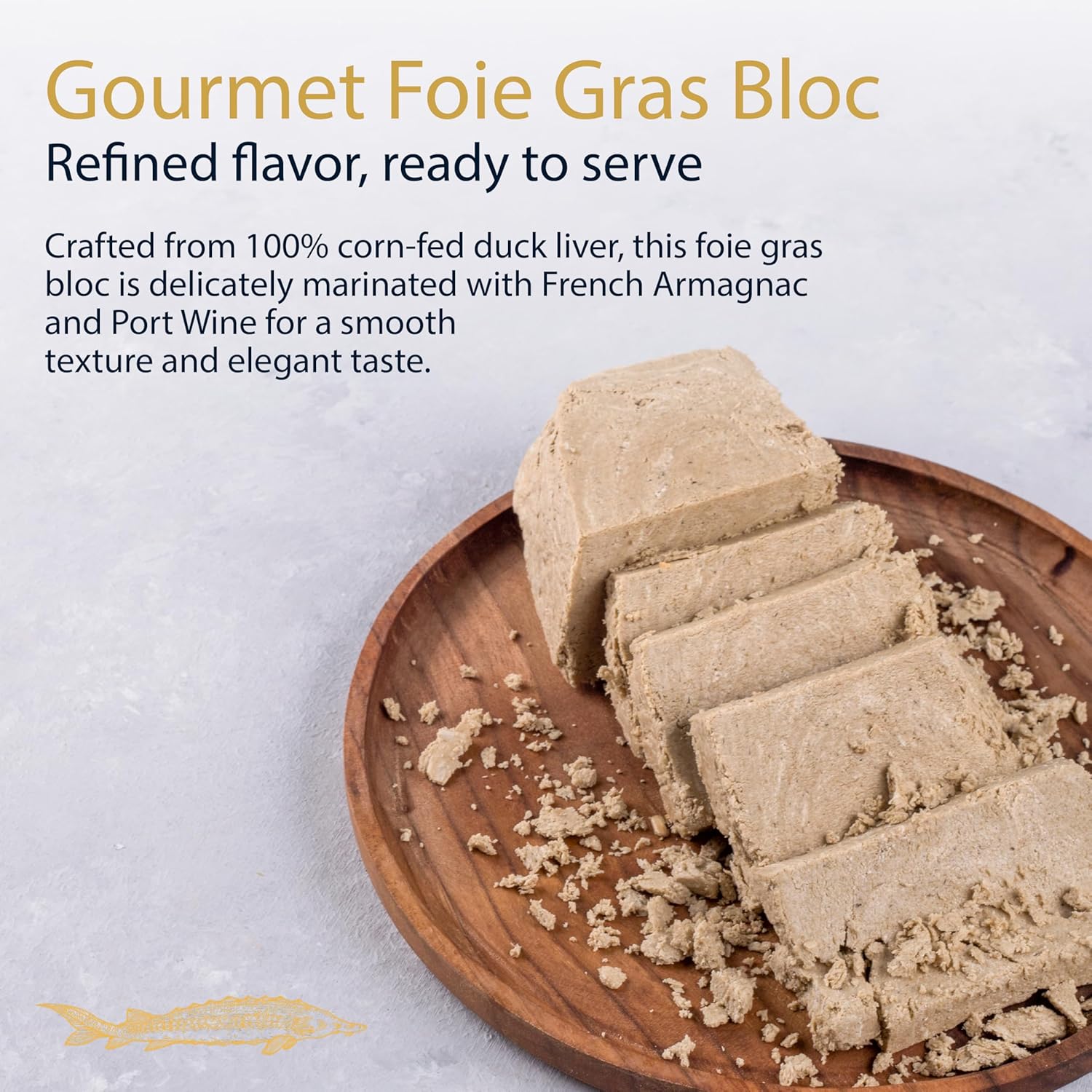 Bester Caviar Terrine of Duck Foie Gras, Rougie – Duck Whole Foie Gras Mi-Cuit Terrine Block with French Armagnac and Port Wine, Made in Canada, Ready-to-Serve Sliceable Texture – 17.6 oz / 1.1 lb