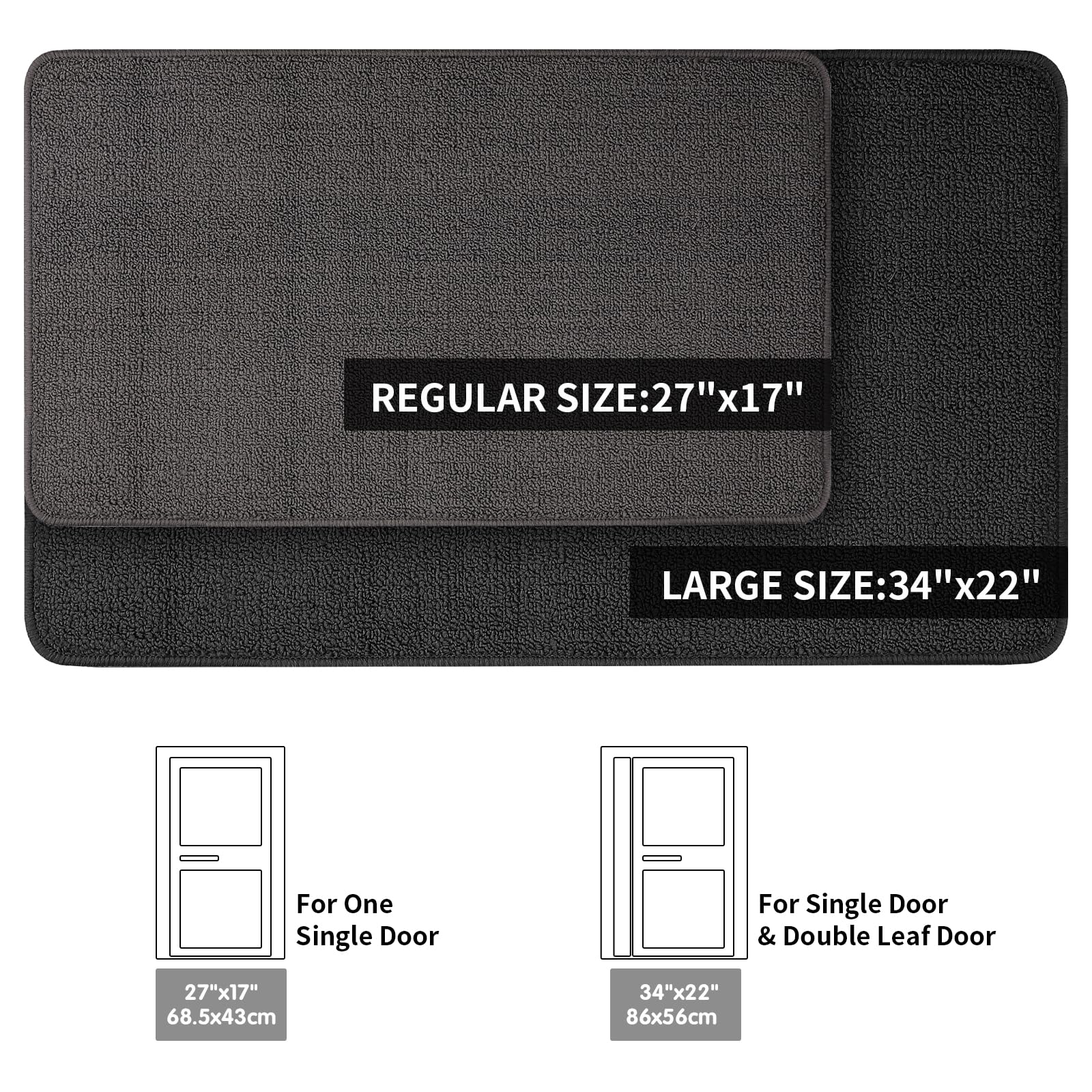 PINNIYOU Sturdy Front Door Mat, Absorbent Muddy Dirt Resist Welcome Doormats, Stain and Fade Resistant, Non-Slip Rubber Backing Low Profile Doormat for Entryway, 34