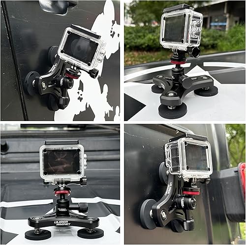 Miniatura 6 de ULIBERMAGNET Soporte magnético para cámara de acción, trípode de base de montaje de cámara magnética con mini cabeza de bola, imán recubierto de