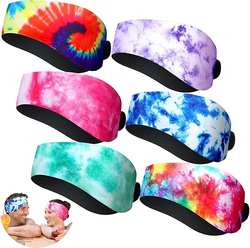 Honoson 6 diademas de natación para niños y adultos, impermeables, anchas, bandas de natación ajustables para protección de oídos