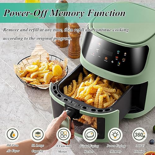 Miniatura 7 de Freidora de aire, freidora de aire compacta inteligente de capacidad de 8 litros, freidora de aire visible de múltiples engranajes, tecnología de