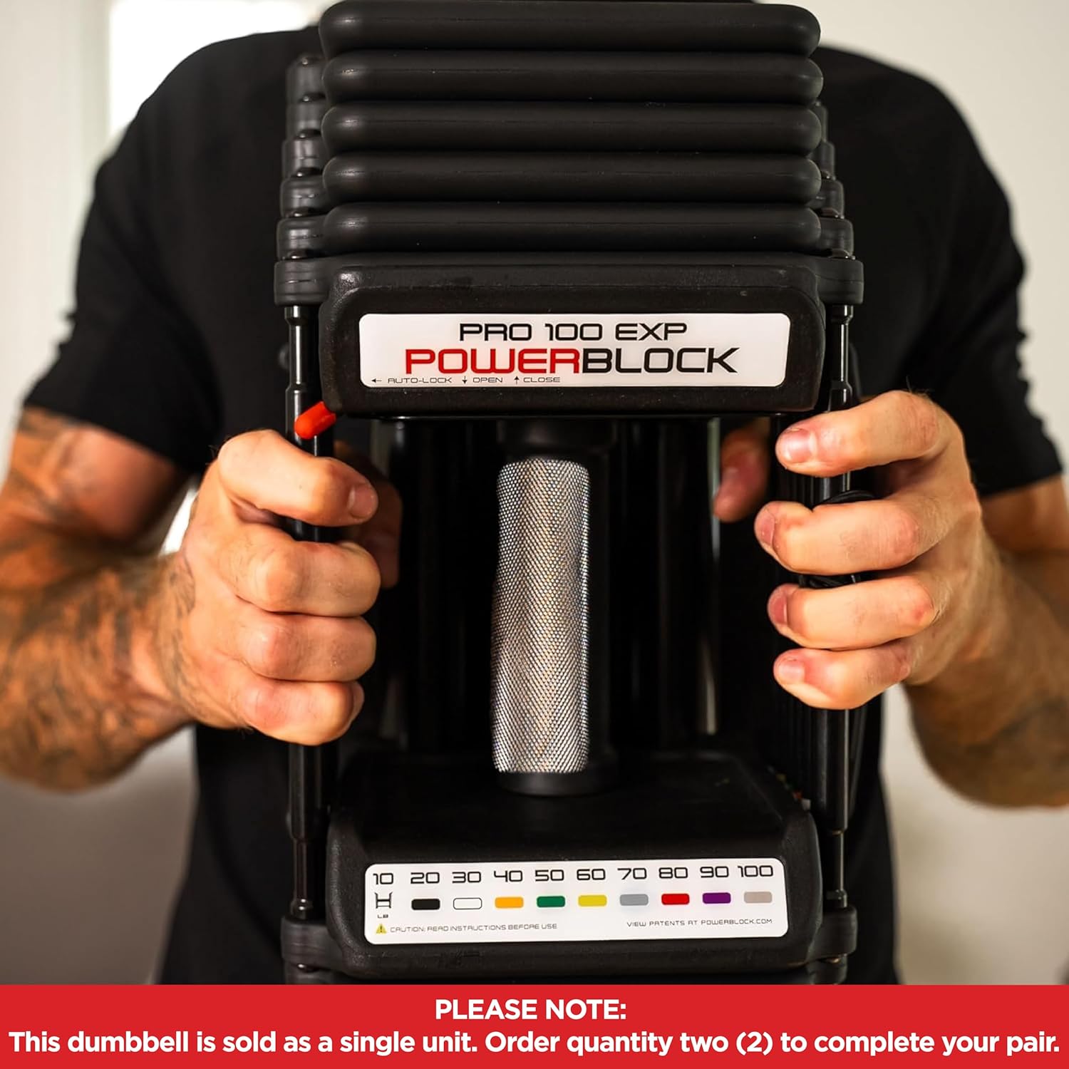 PowerBlock Pro 100 Adjustable Dumbbell, Sold As A Single Unit 5-100 lb Dumbbell – Durable Steel Build, Innovative Workout Equipment, Strength Training