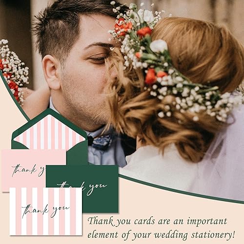 Miniatura 3 de AZAZA Tarjetas de agradecimiento con sobres de diseño a rayas, paquete de 24 tarjetas de agradecimiento a granel de 4 x 6 pulgadas, tarjetas de