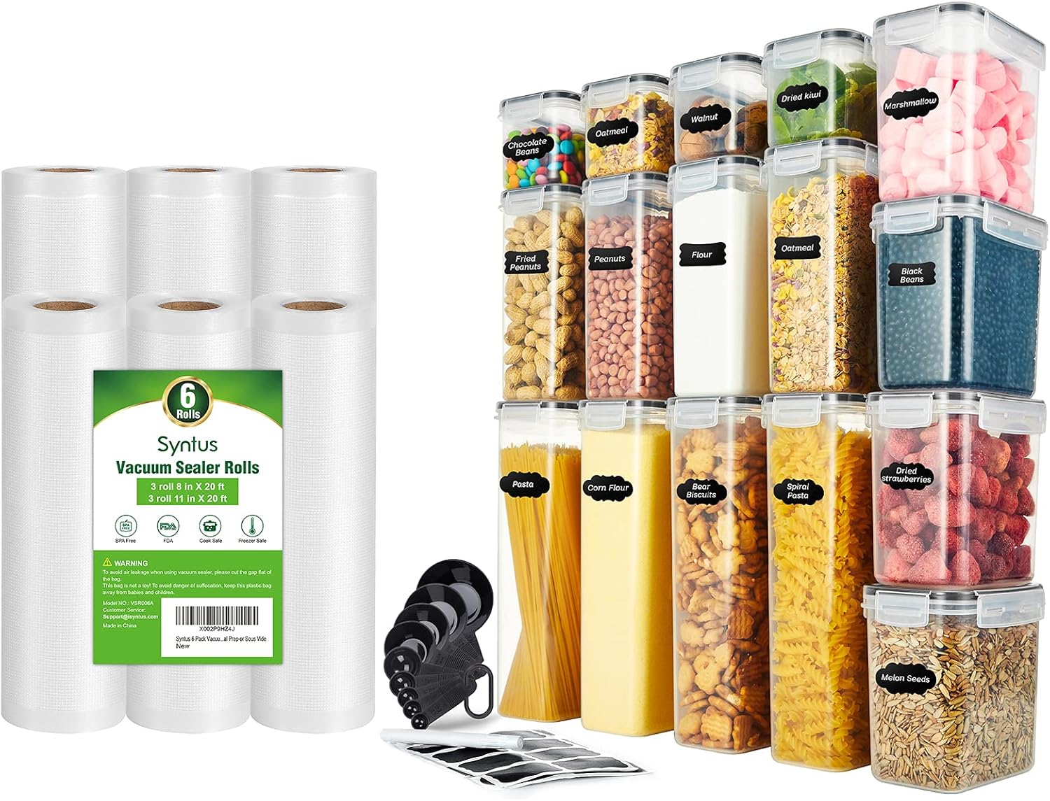 Syntus Vacuum Sealer Bags 6 Pack & Food Storage Container