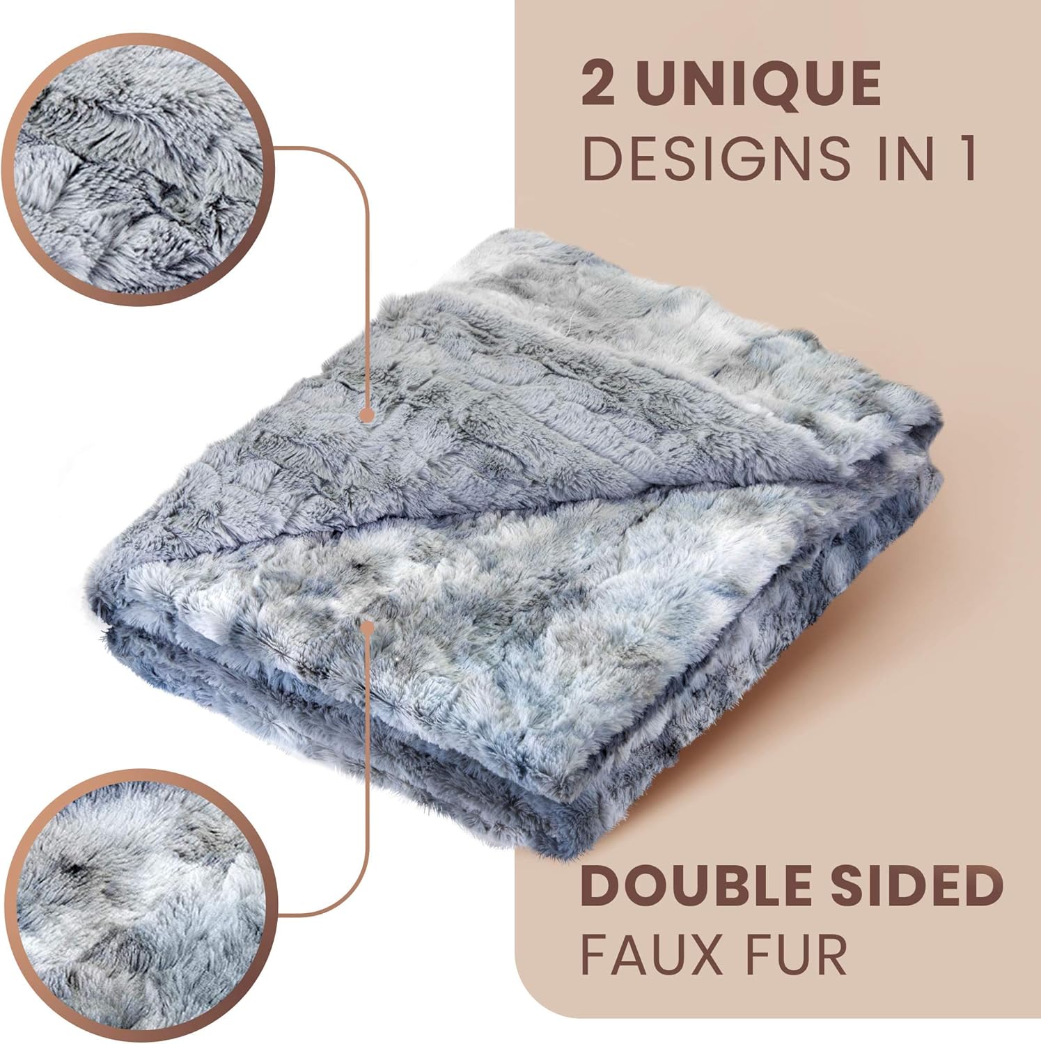Everlasting Comfort Luxury Faux Fur Throw Blanket - Soft, Fluffy, Warm, Cozy, Plush (Arctic Blue) : Home & Kitchen