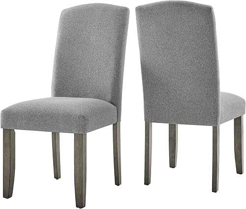 Steve Silver Co Emily - Silla auxiliar de comedor, juego de 2 sillas, tela 100% poliéster, patas cónicas de madera maciza, estilo transitorio,