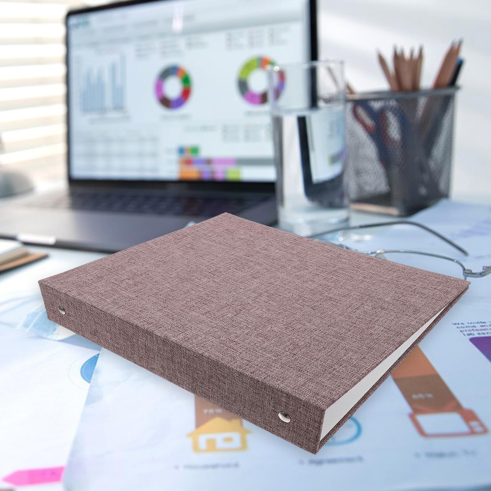 3 Stück Ring Binder Cover aus Strapazierfähigem Stoff Leicht Rutschfest Nachfüllbar Schutzhülle für Lose Geeignet für Studenten Büro und Schule Tiefgrau