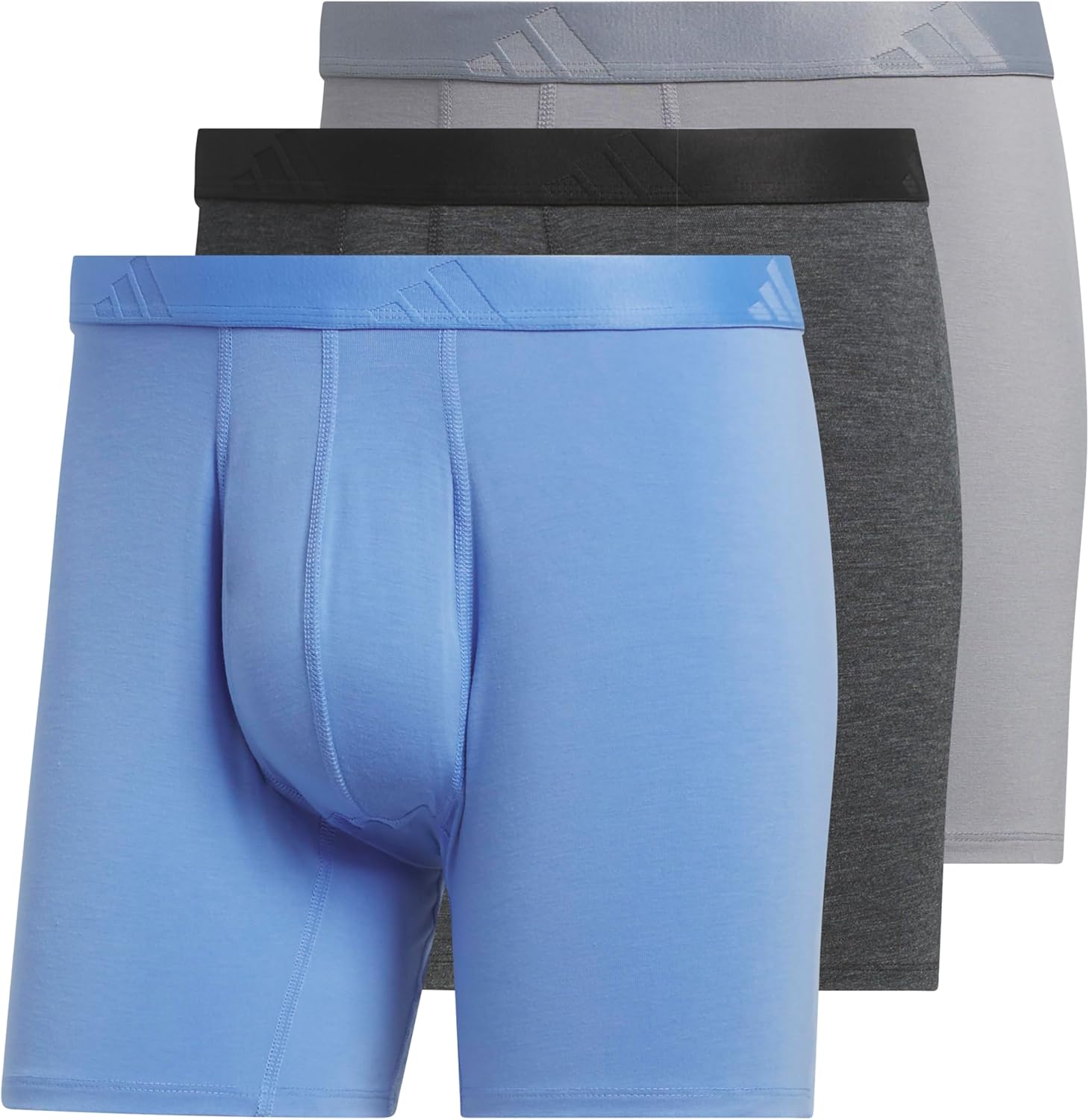 adidas mens Boxer Brief Underwear (3-pack) Luxe Comfort Ultra Soft Rayon Blend