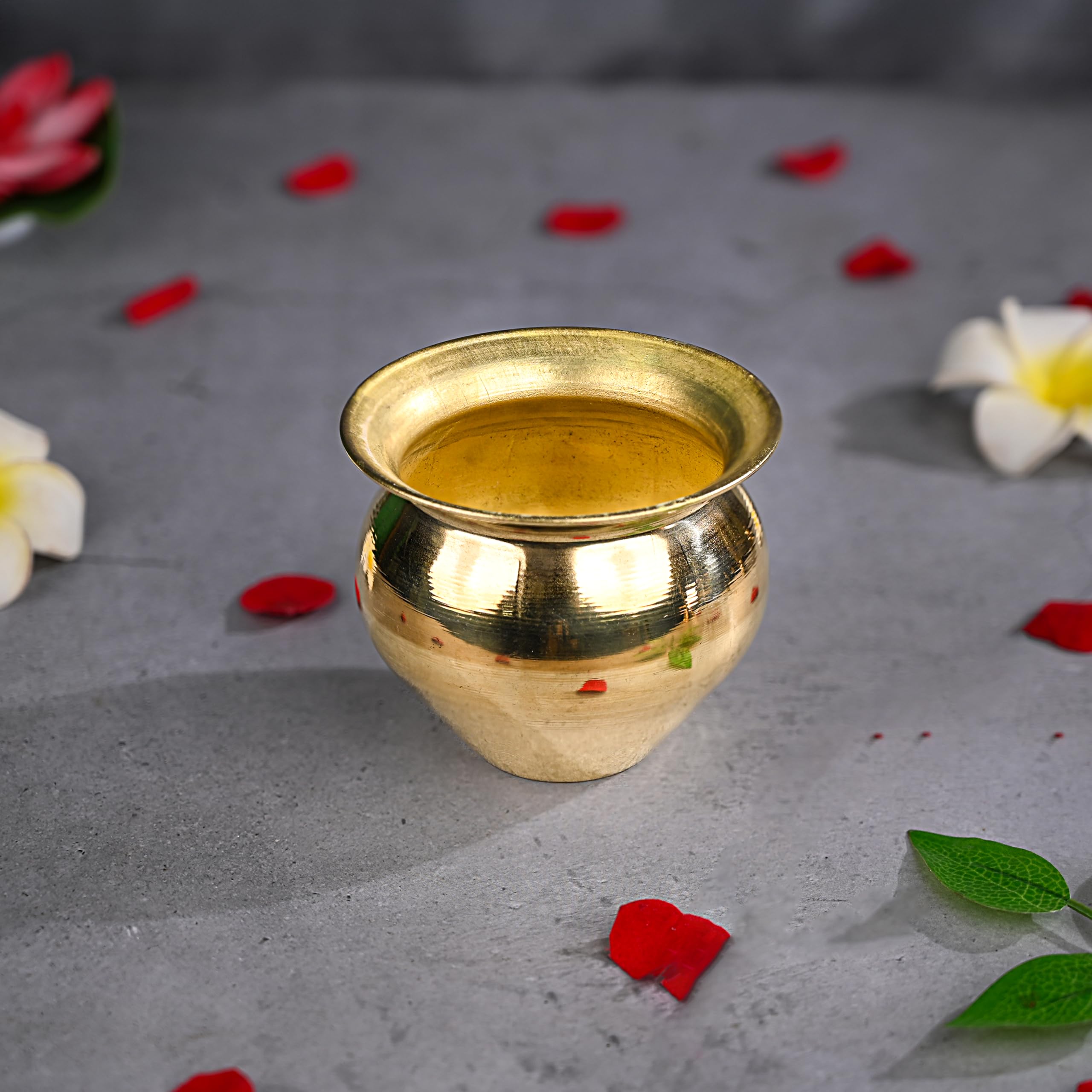 The Divine Tales Handcrafted Brass Kalash Lota for Navaratri Pooja Pot Sacred Hindu Water Pot Premium Kalasam Ghada for Rituals Puja Wedding Festivals Durable Auspicious Pital Pot Home Essentials 4
