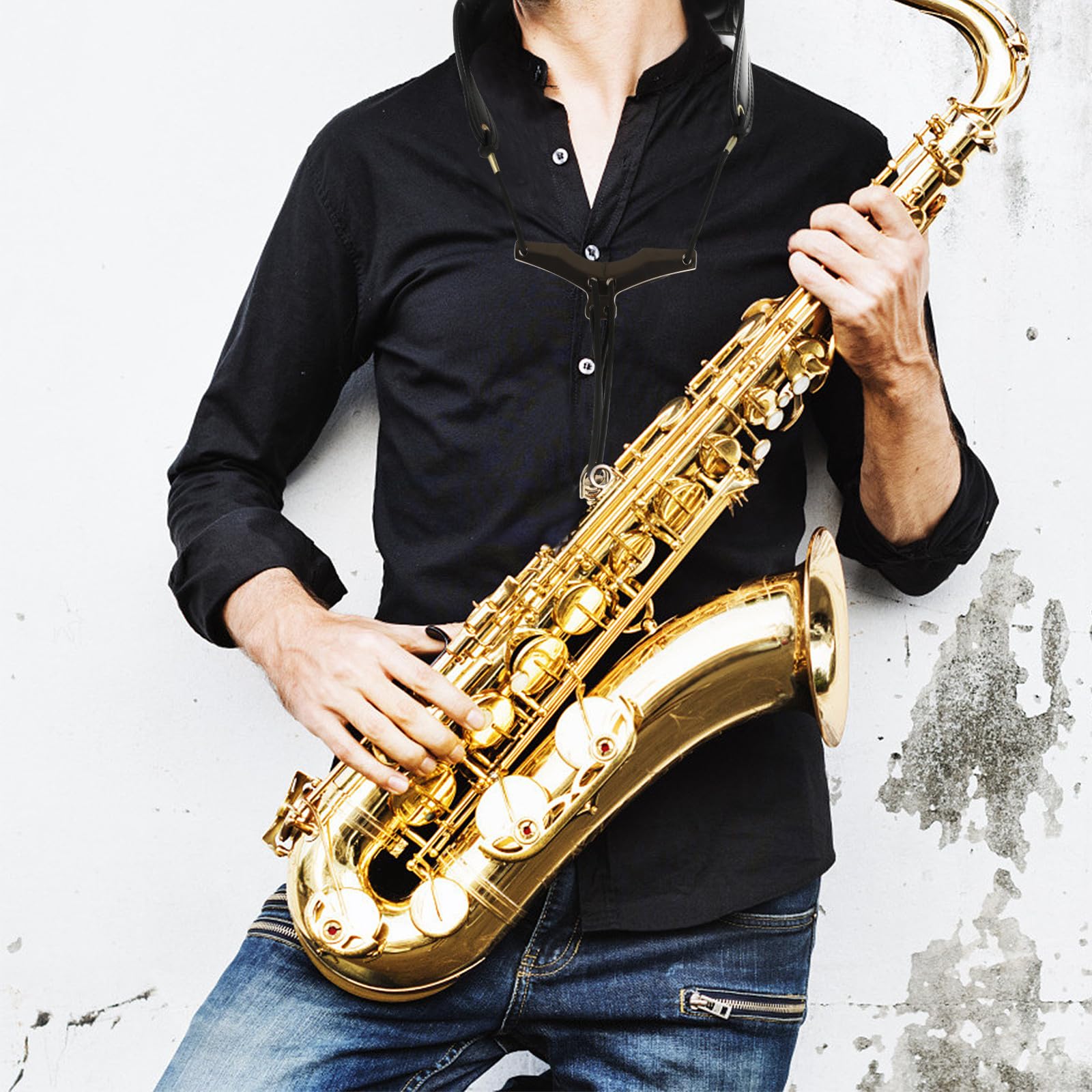 Toyvian Komfortabler Saxophongurt aus Leder mit Hoher Belastbarkeit und Verschleißfestem Material Verstellbarer Saxophon Gurt für Musiker und Saxophonspieler Zufällige Zufällige Farbe