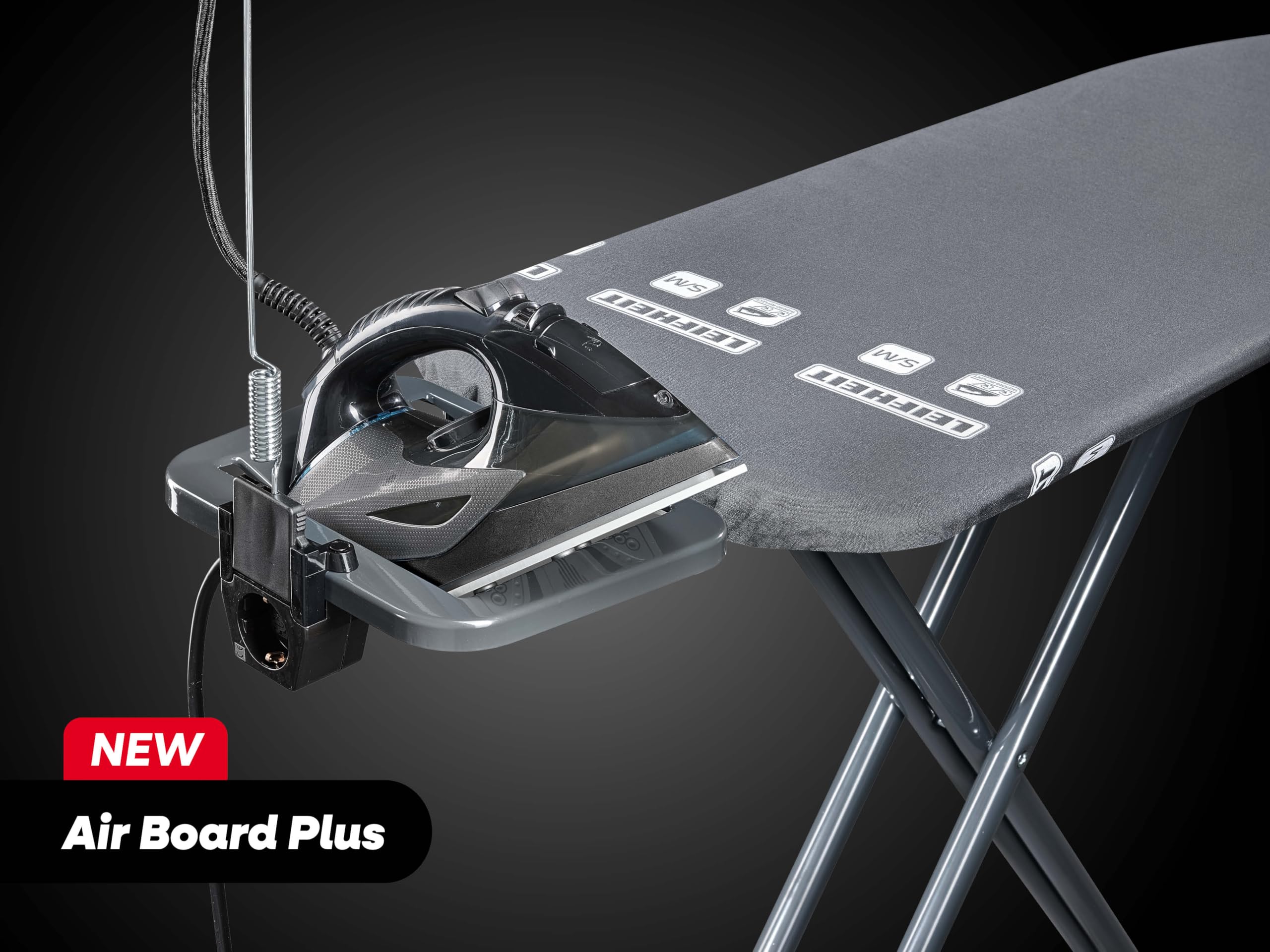 Leifheit Tabla de Planchar Plegable Air Board M Black Plus NF, Tabla de Planchado con Superficie Thermo-Reflect de 120 x 38 cm, Efecto de Planchado de Dos Caras, Mesa de Planchar con diseño Antracita