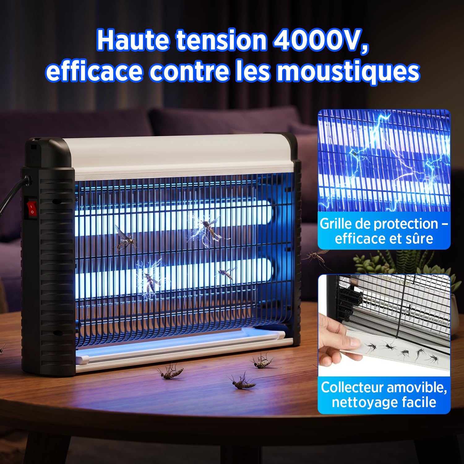 Lampe Anti Moustiques UV 35W 4000V Tue Mouche Électrique pour Intérieur 80m²