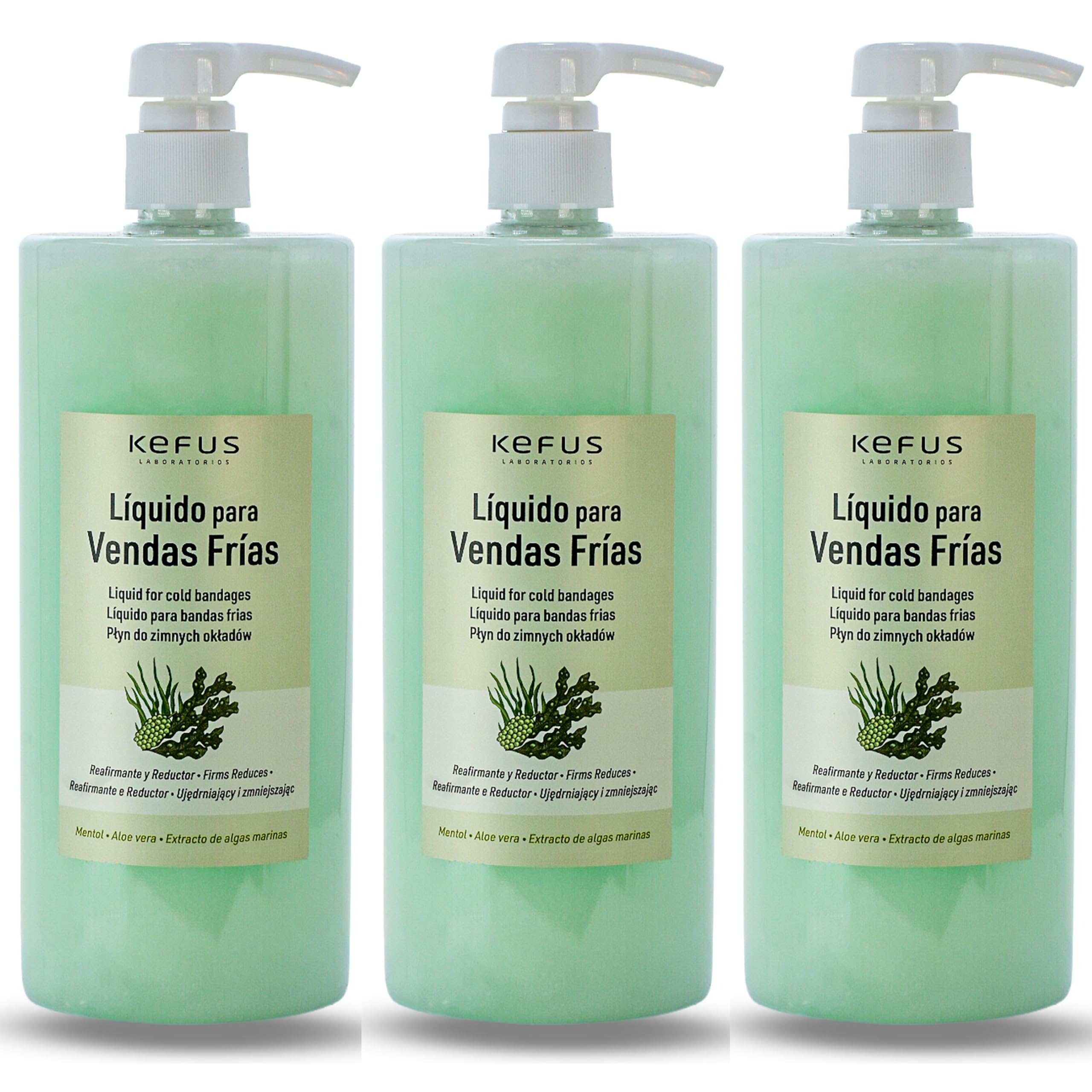 KEFUS Líquido Vendas Frías 3000 ml | Tratamiento Corporal Reafirmante y Anticelulítico | Efecto Frío Drenante | Uso Profesional Estética