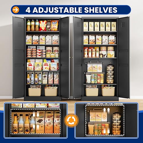 Miniatura 5 de MIIIKO Metal Locker with 2 Doors, Metal Storage Sideboard Accent Cabinets for Kitchen, Pantry, Home Office and Garage