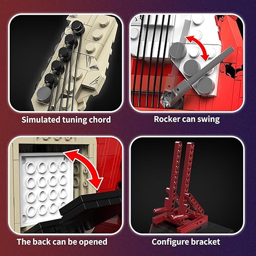 Miniatura 5 de Uniniscien Juego de construcción interactivo de guitarra para amantes de la música, amplificador de reverberación y accesorios auténticos, manera
