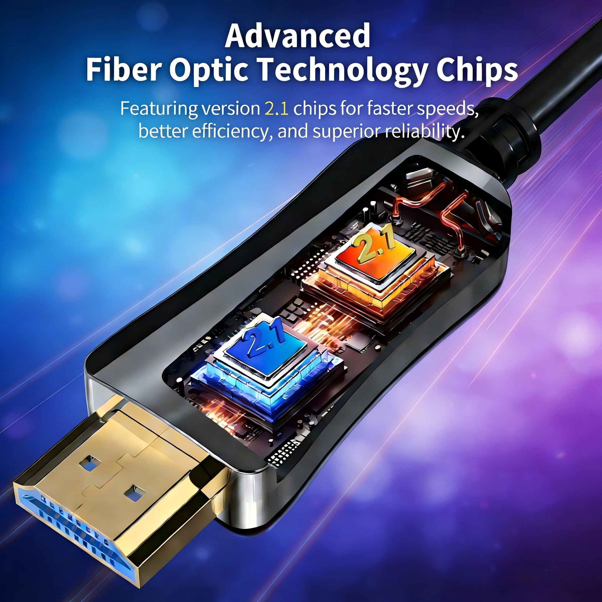 Asnish Cavo HDMI in fibra ottica 8K, 15,2 m, 2.1, ultra 48 Gbps, sottile e flessibile, ad alta velocità, 8K a 60 Hz, 4K a 120 Hz, HDR/eARC/ARC/HDCP/2.2, 3D, compatibile con PS5/TV/proiettore/DVD e