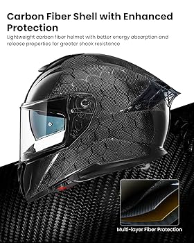 Fullammo ILM Lightweight Carbon Fiber Full Face Dual Visor Adult