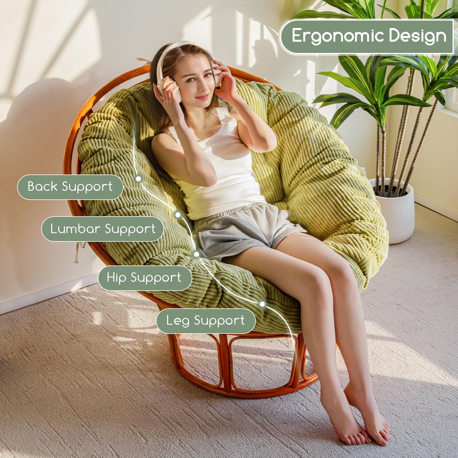 Best Papasan Chair 2026: 5 Comfy Picks Researched 3 HIGOGOGO Papasan Chair Cushion with Corduroy Cover (Without Chair), 48 x 48 Inch — product photo